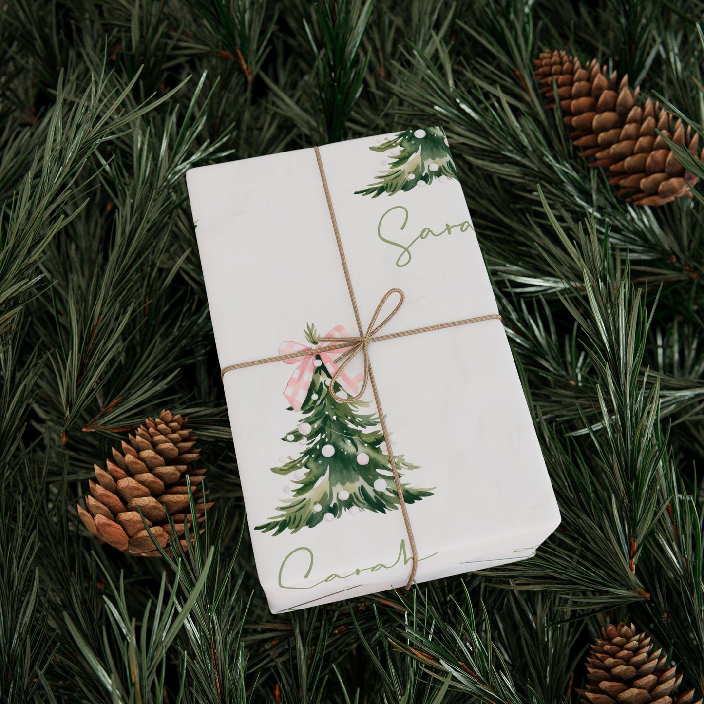 Personalized Gingham Christmas Wrapping Paper