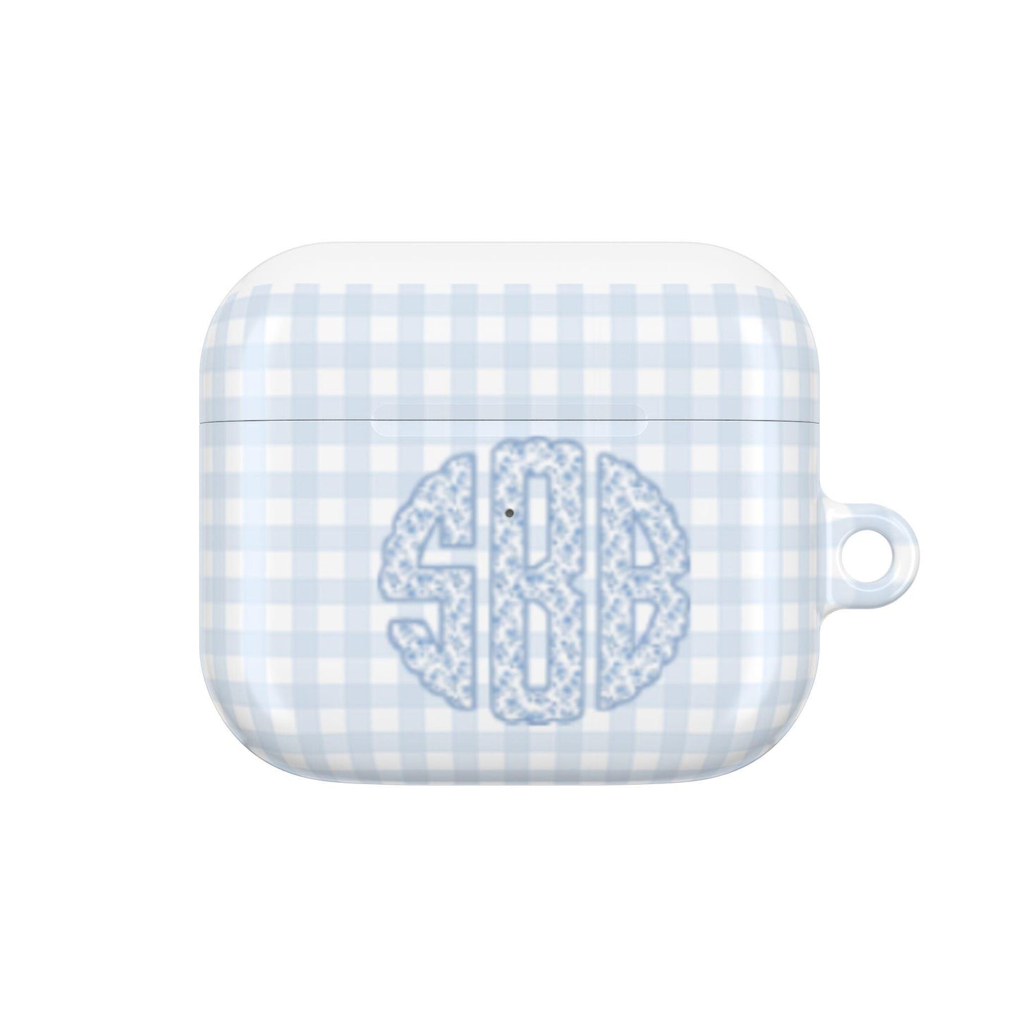 Personalized AirPod Case Light Blue Gingham