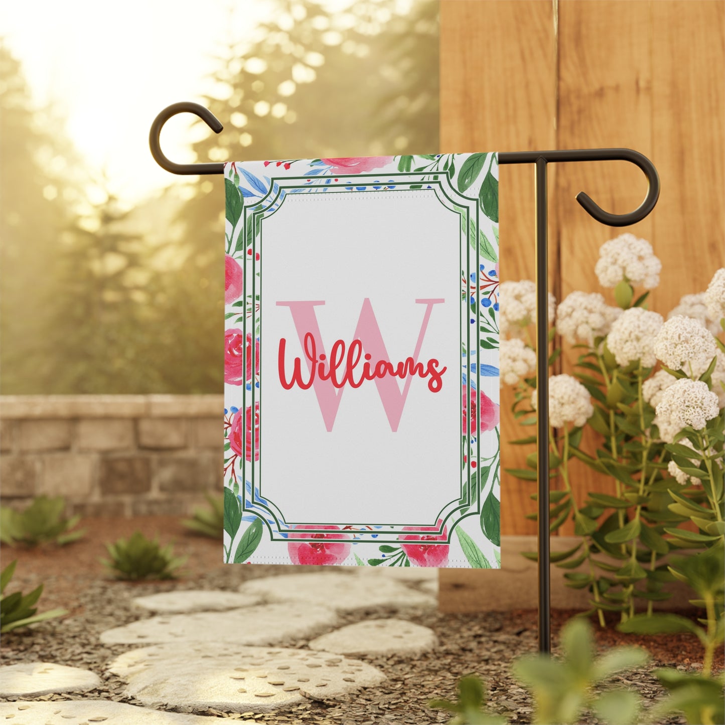 Floral Monogram Garden Flag