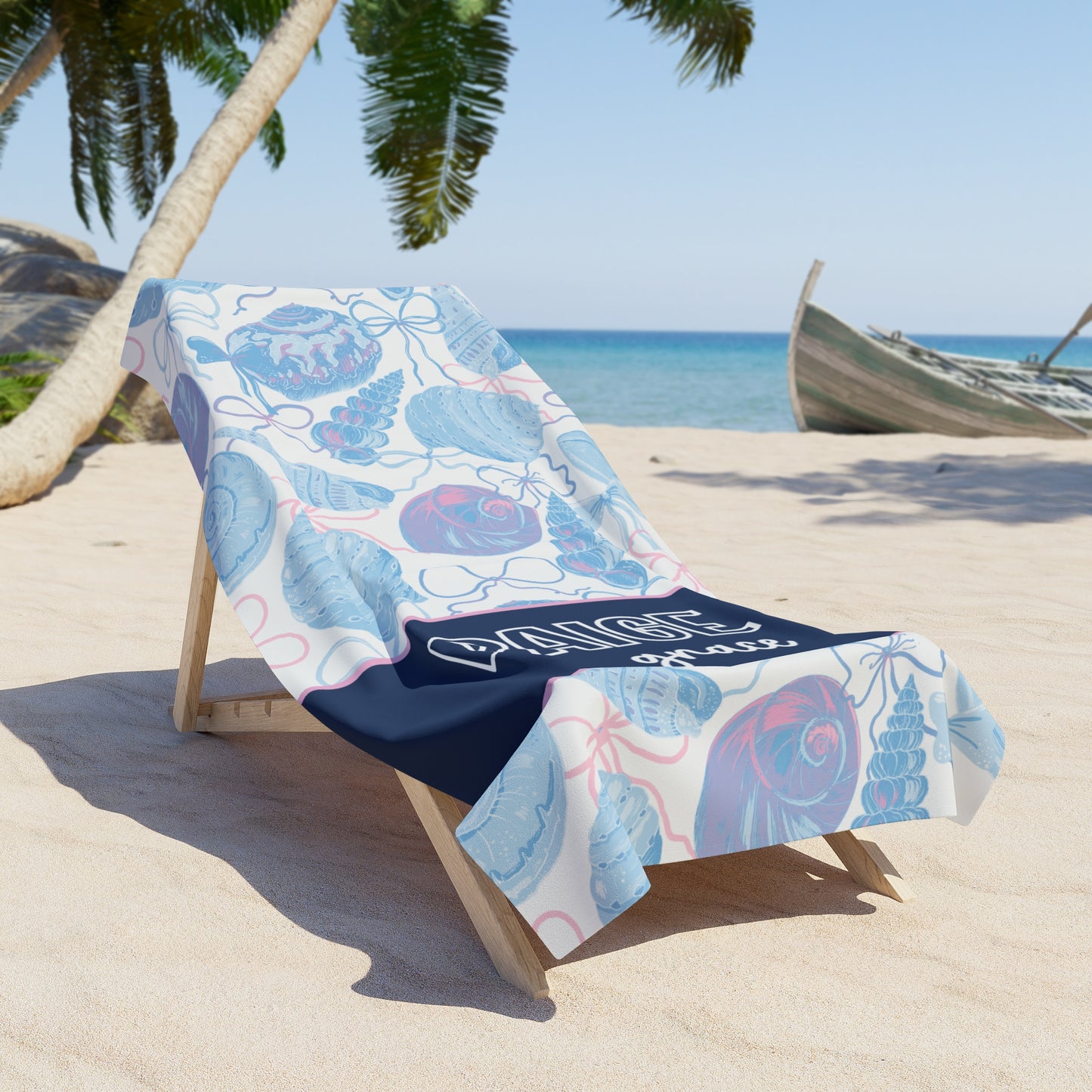 Personalized Beach Towel Seashell