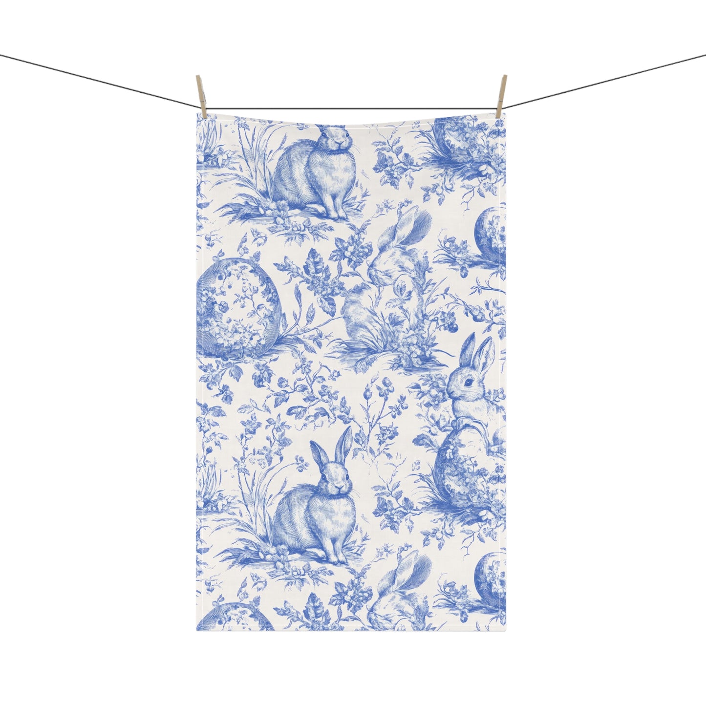 Blue Chinoiserie Bunny Tea Towel