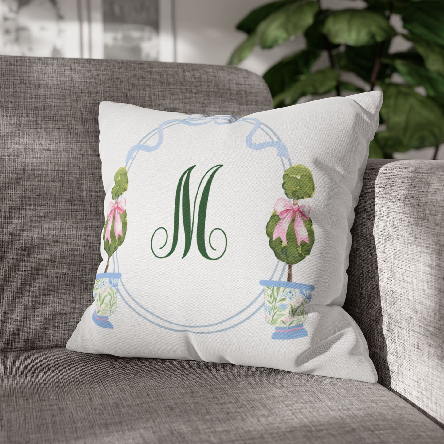 Green Script M Monogram Pillowcase