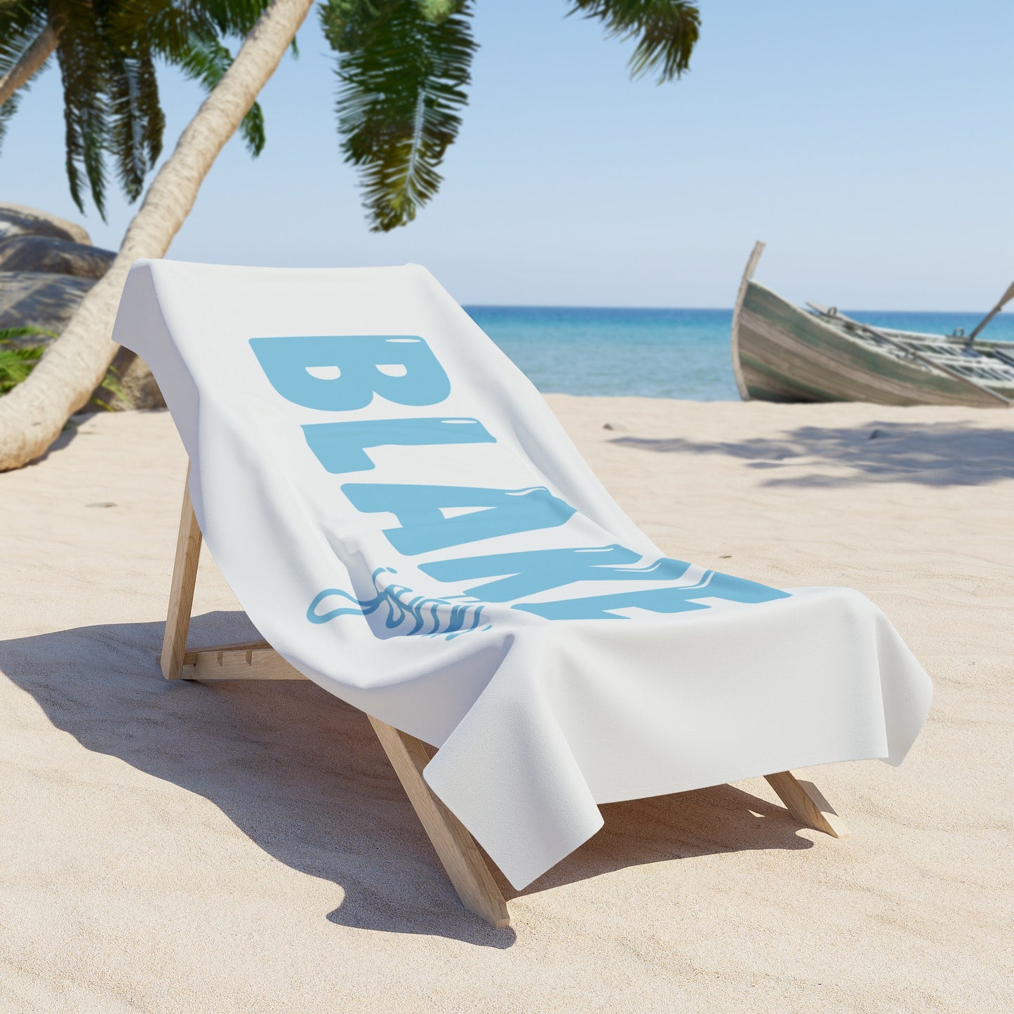Personalized Beach Towel Blue Bubble