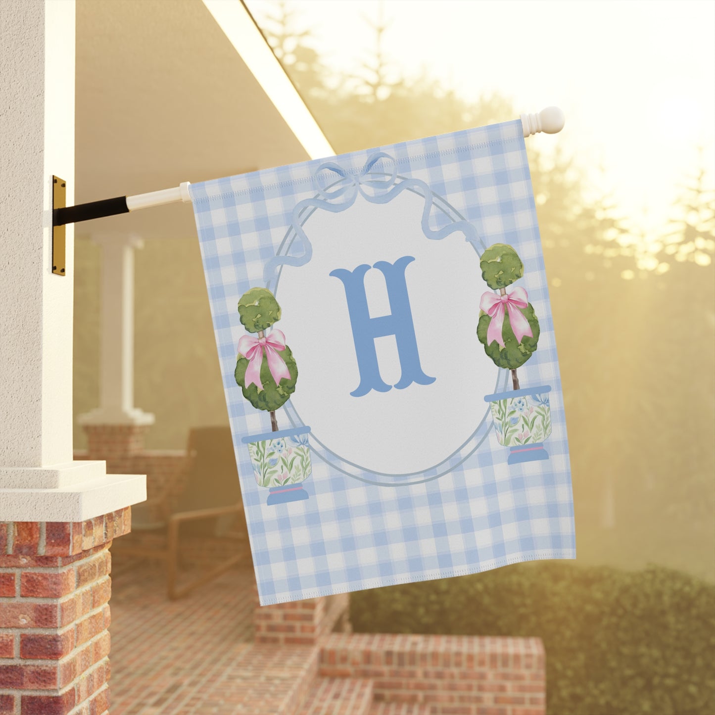 Personalized Preppy Topiary Garden Flag