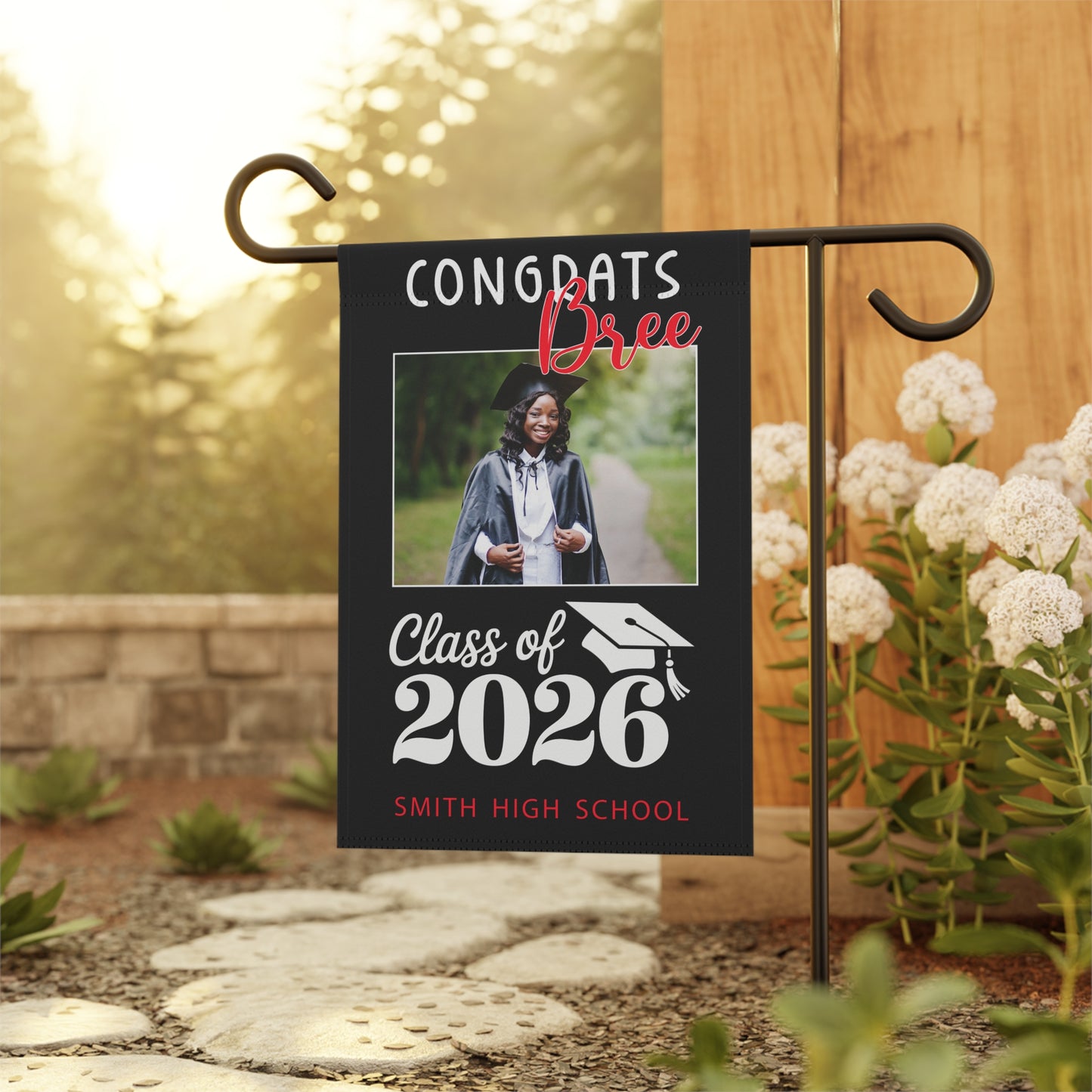 Custom Graduation Photo Garden Flag Personalized