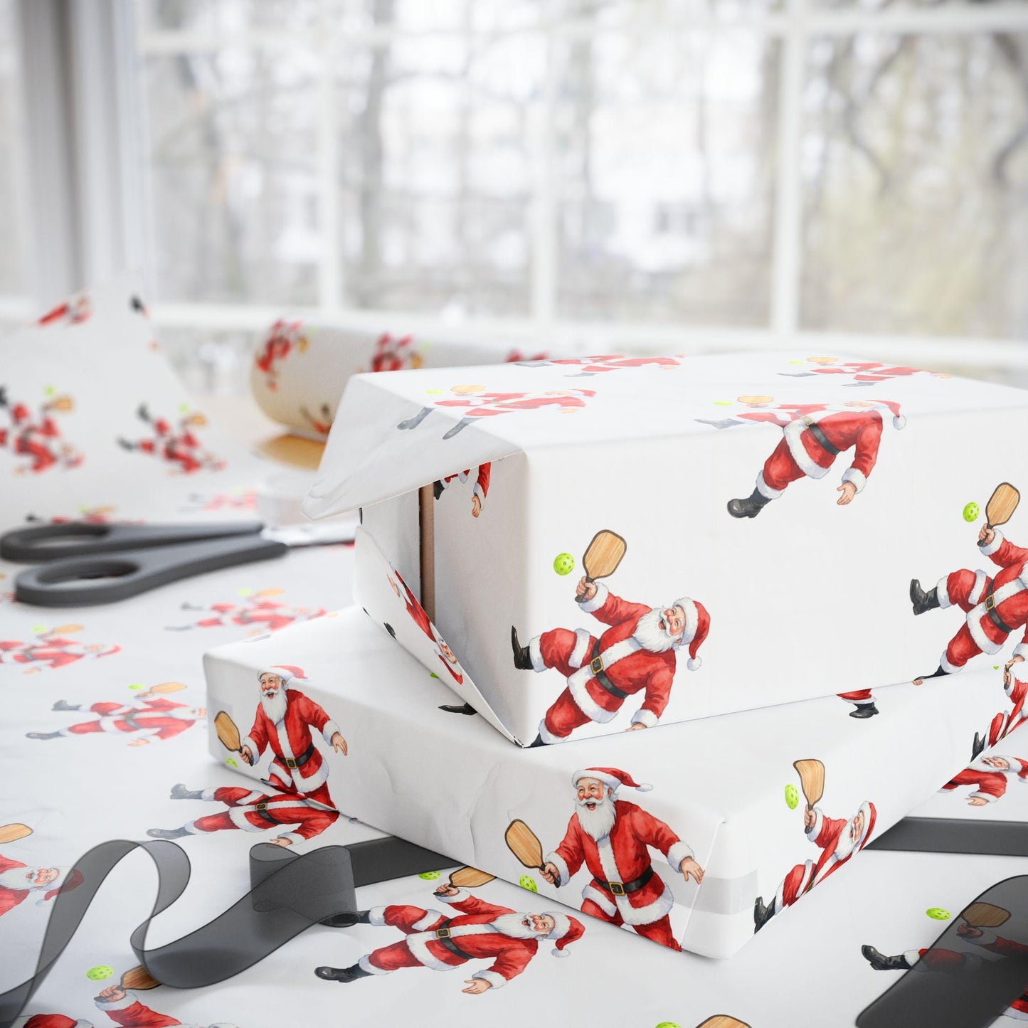 Pickleball Santa Wrapping Paper Gift Wrap for Pickleball Lovers