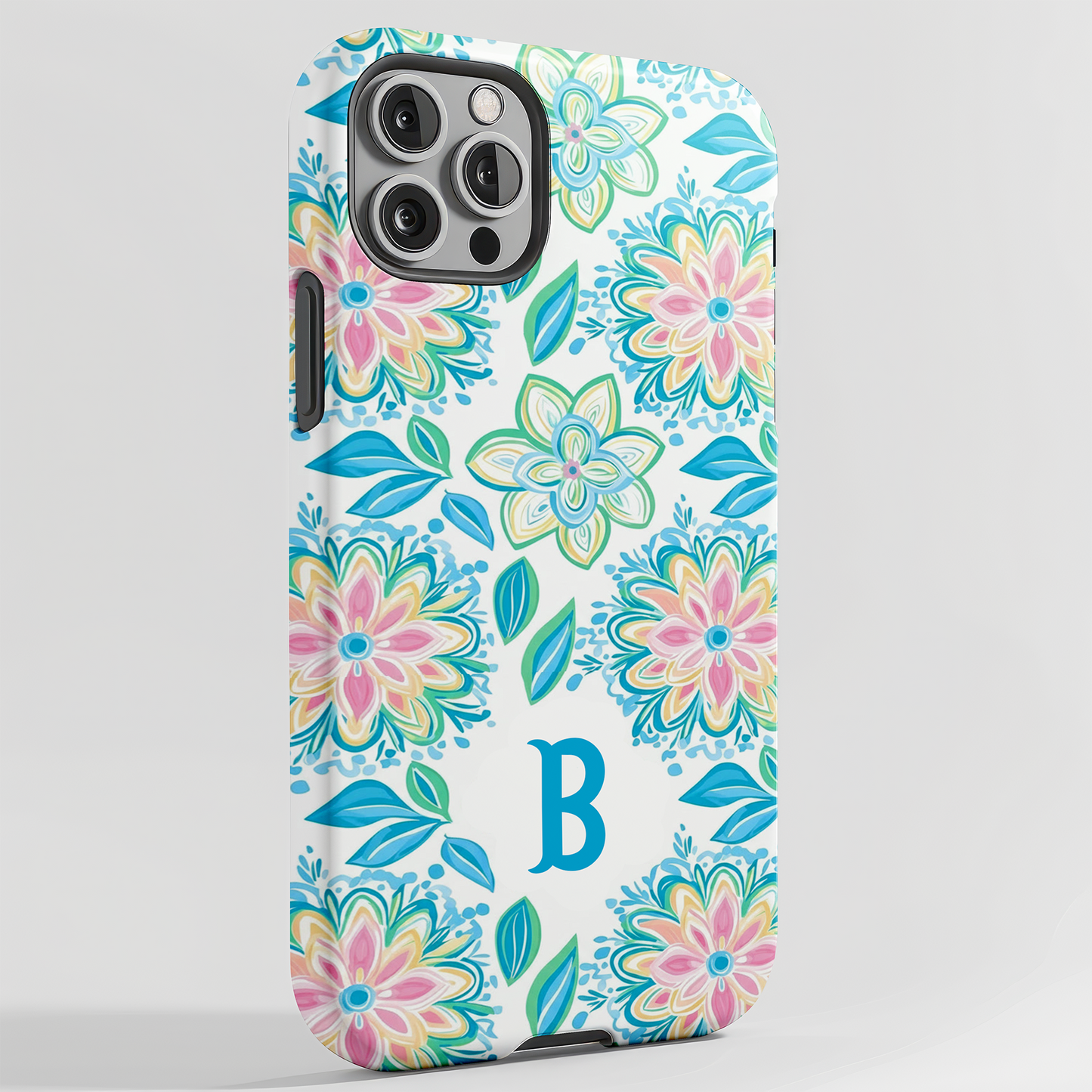 Personalized Preppy Floral Phone Case with Initial