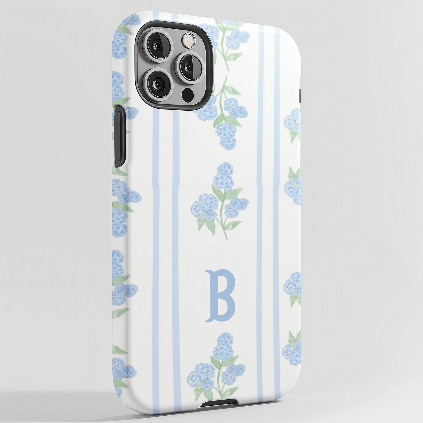 Personalized Blue Floral Phone Case with Initial