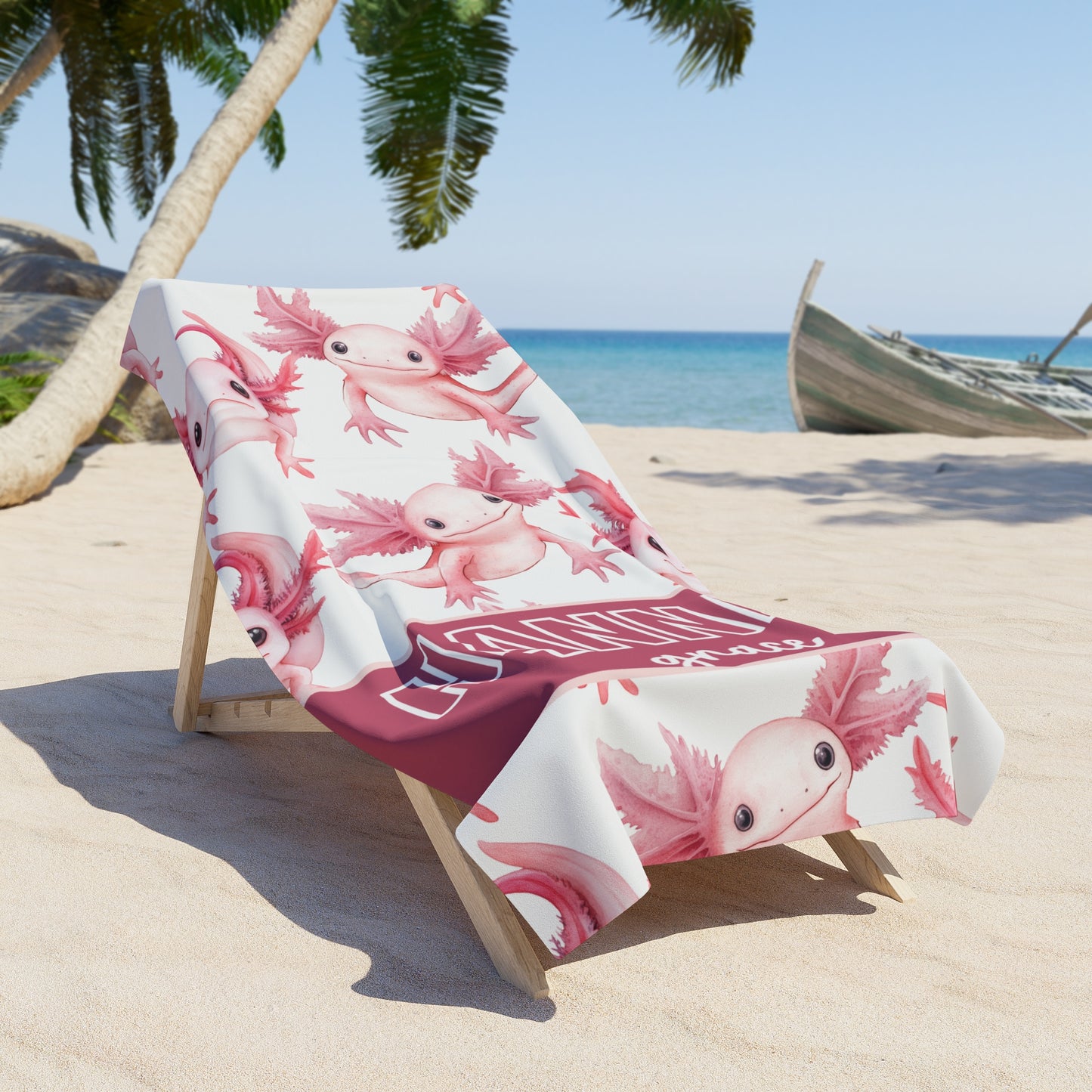 Personalized Axolotl Beach Towel