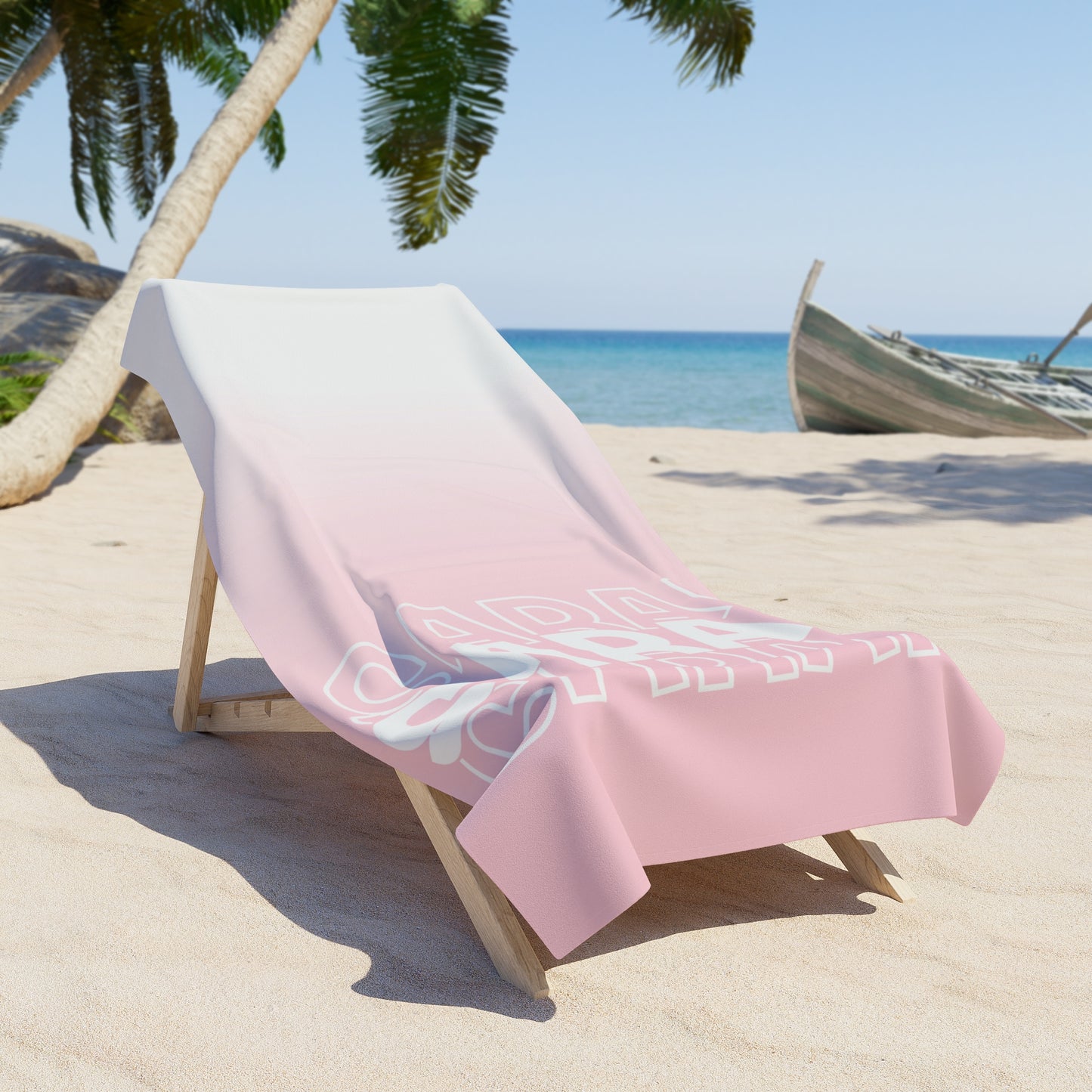Personalized Pink Ombre Beach Towel