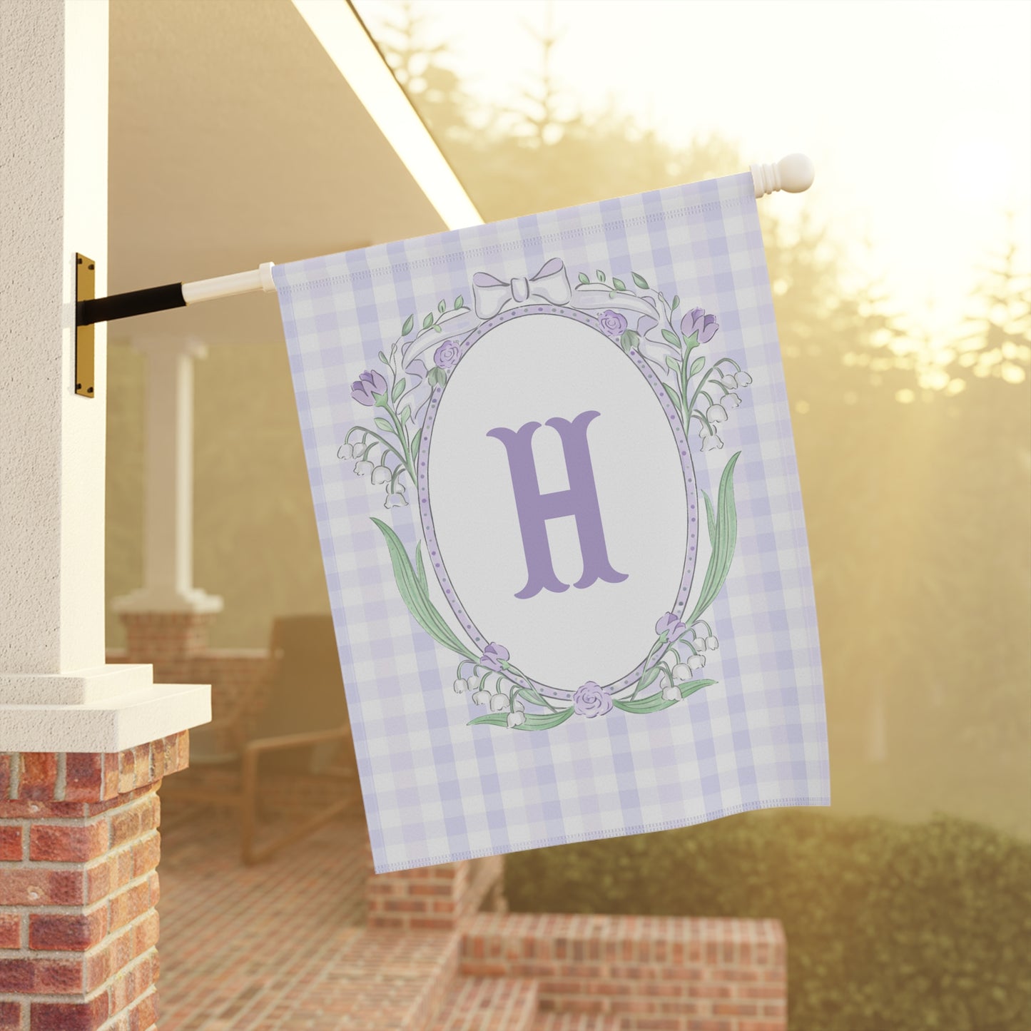 Lily of the Valley Monogram Garden Flag
