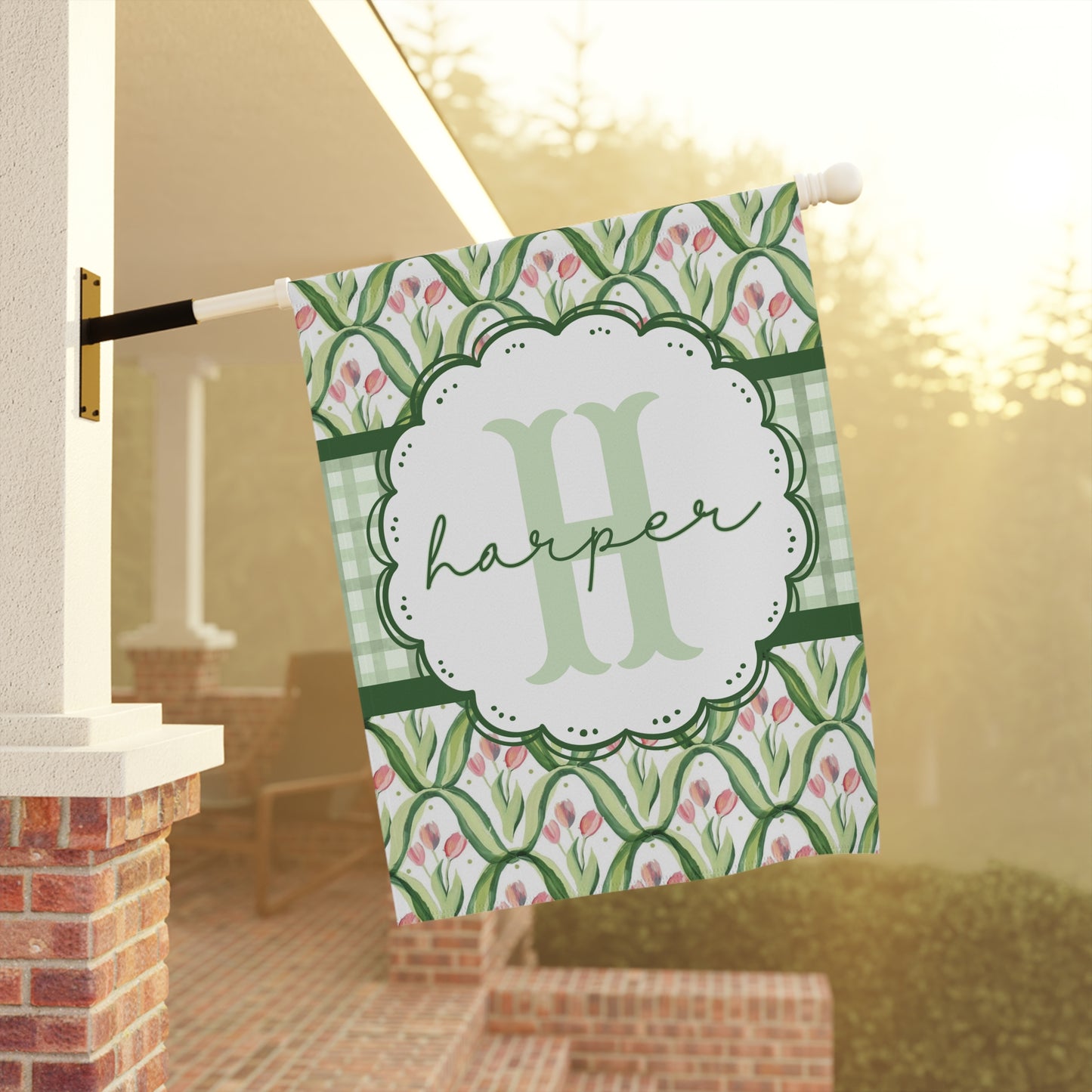 Personalized Tulip Monogram Garden Flag