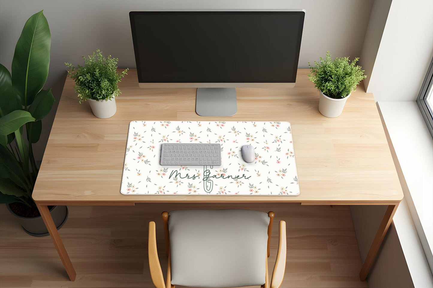 Personalized Shabby Chic Floral Desk Pad