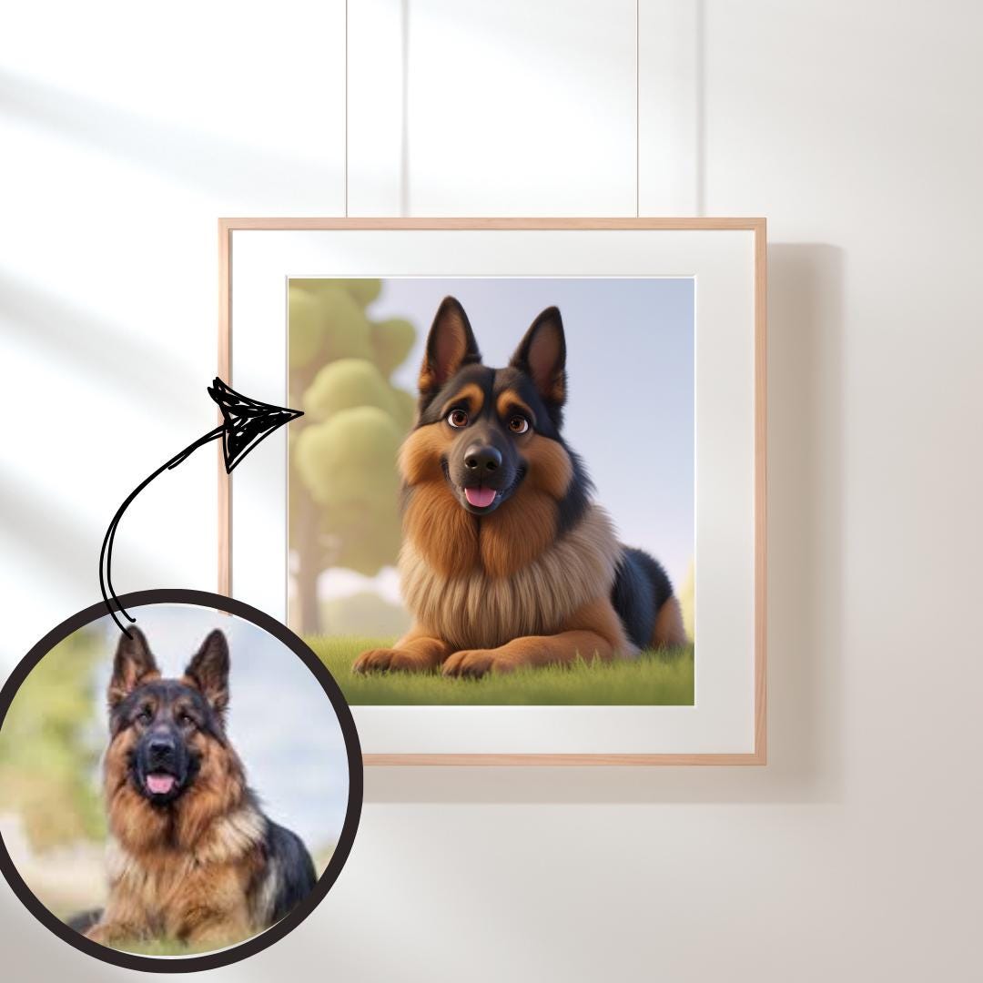 Custom Pet Cartoon Portrait: Personalized Pet Art (Digital Download)