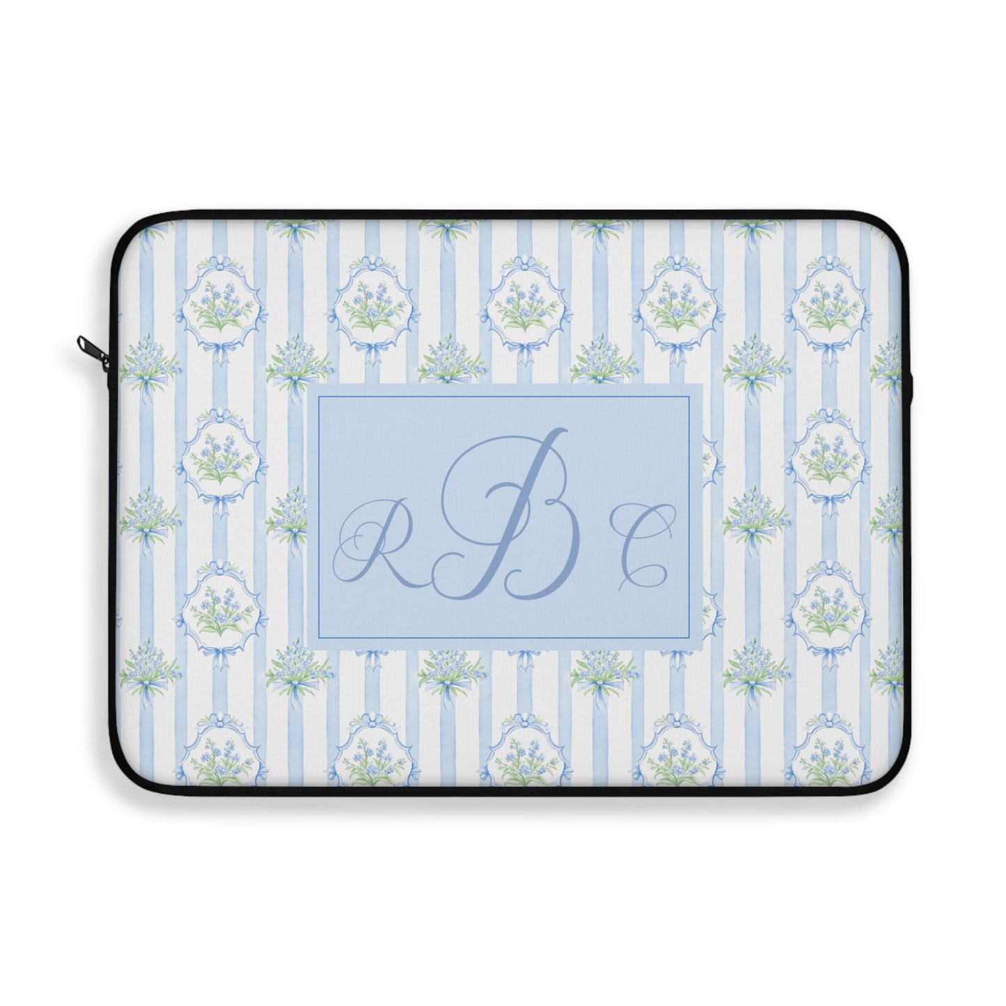 Floral Personalized Monogram Laptop Sleeve