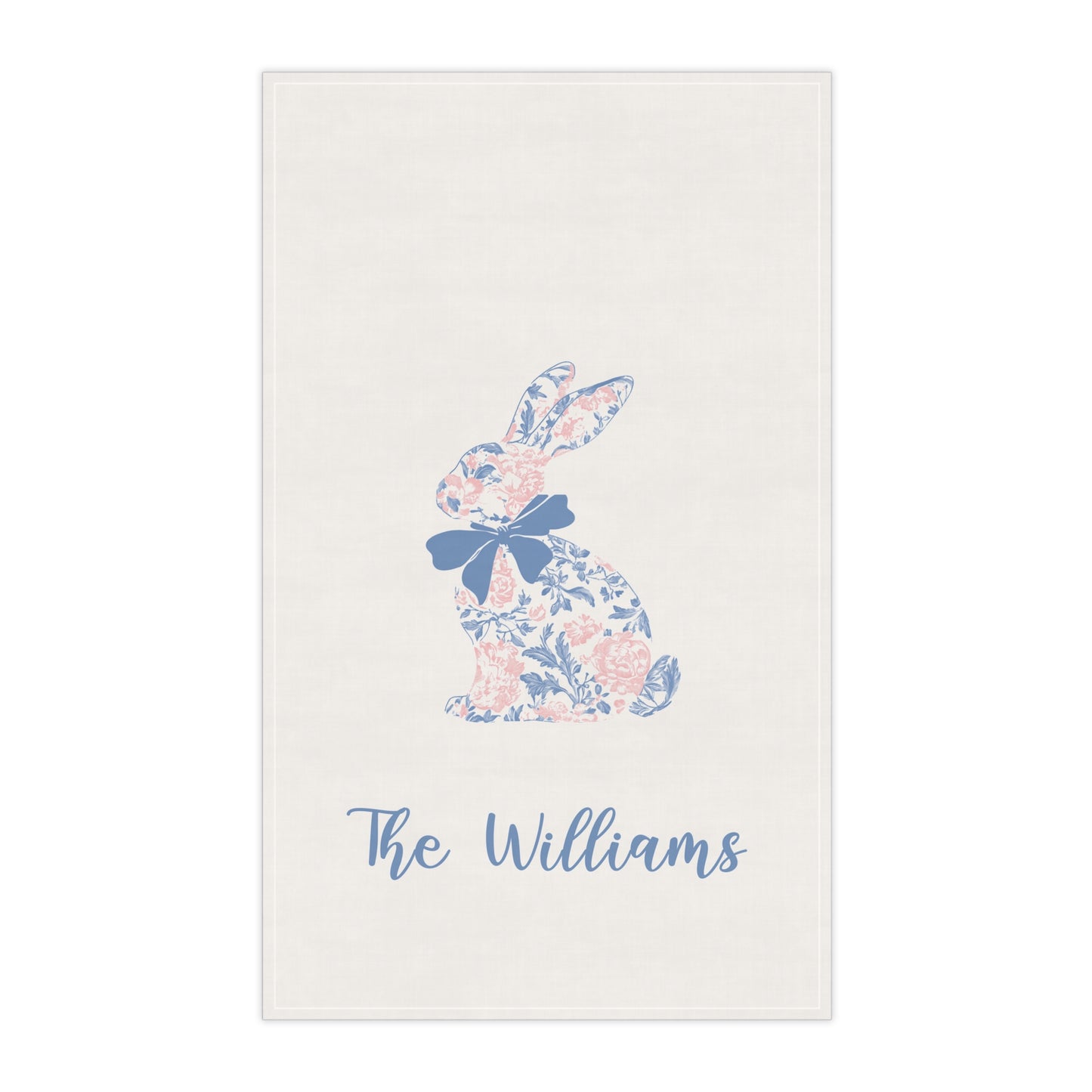 Personalized Easter Toile Tea Towel