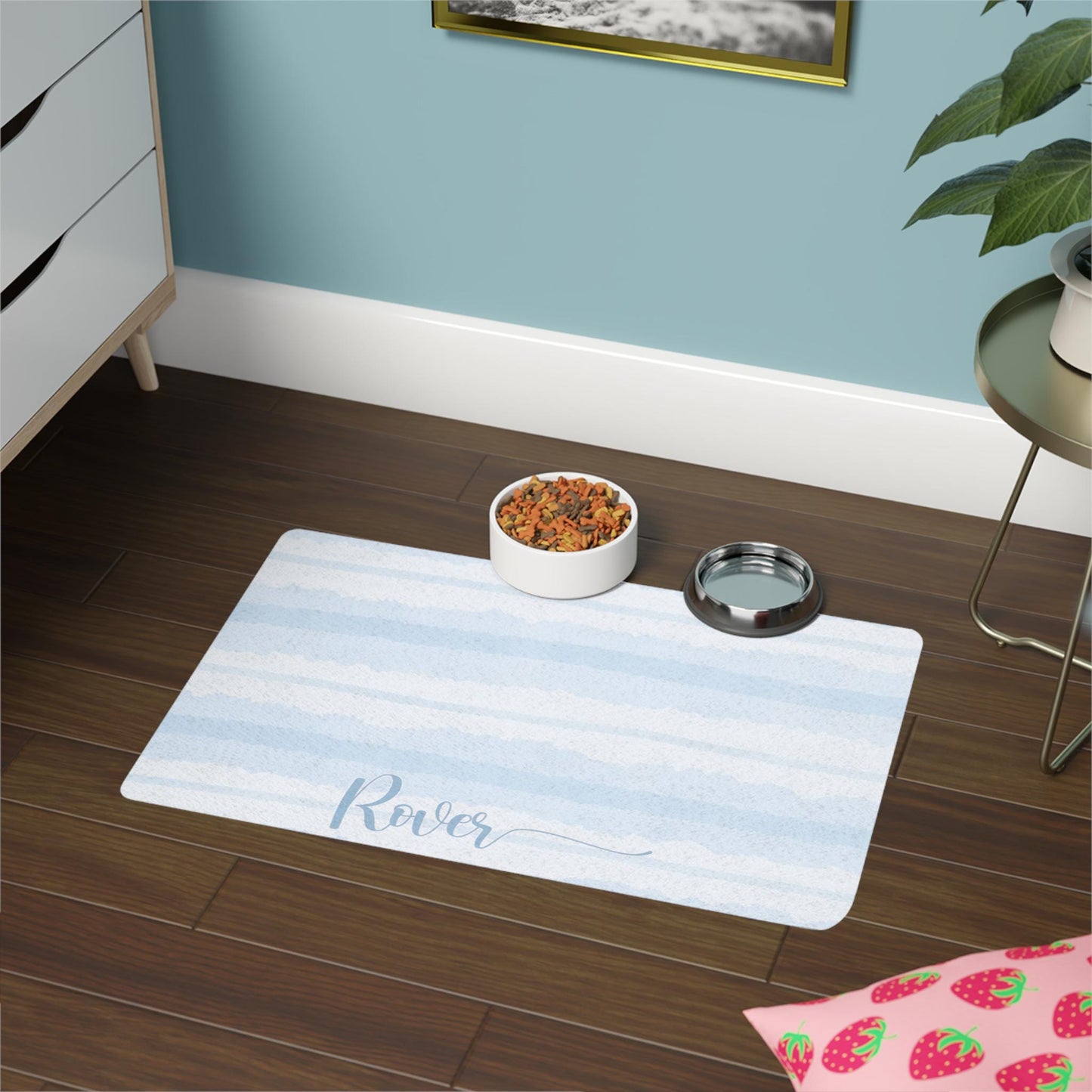 Blue Personalized Dog Food Mat