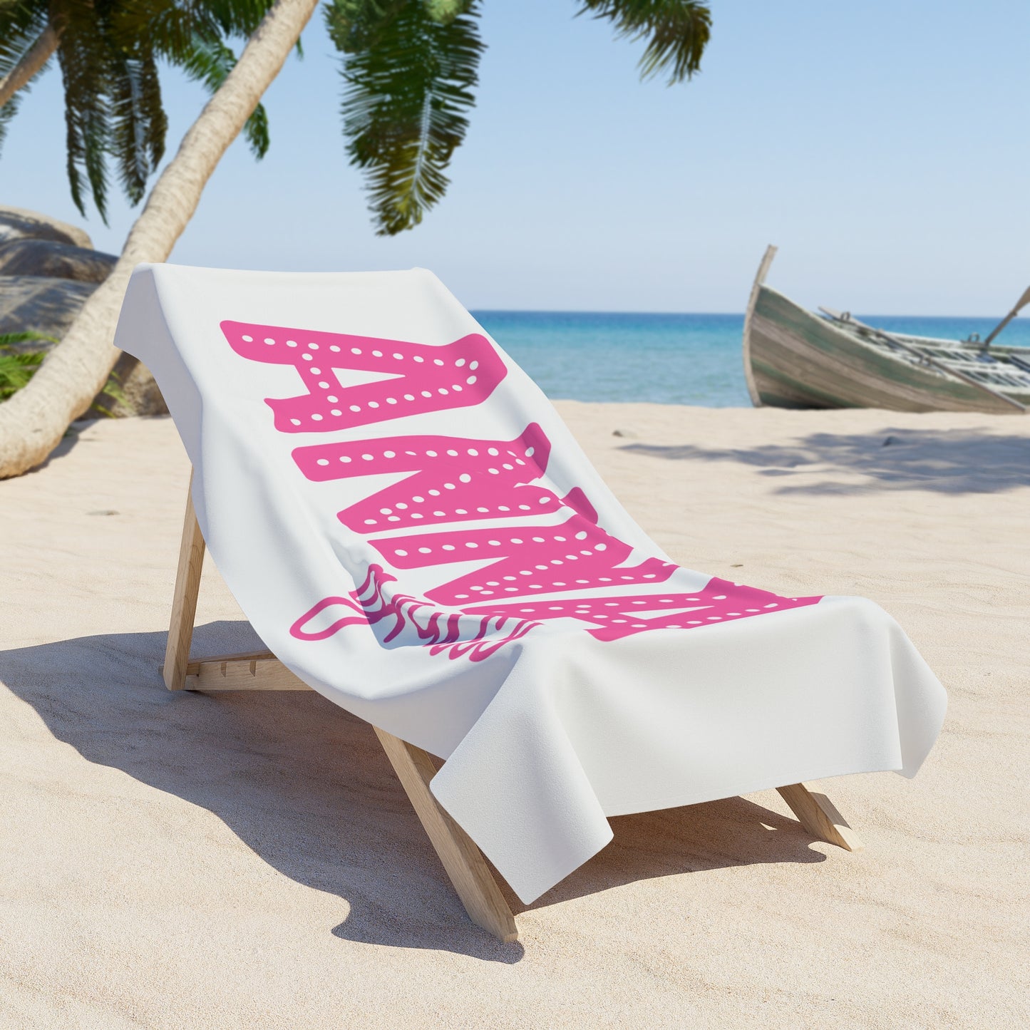 Personalized Pink Block Beach Towel