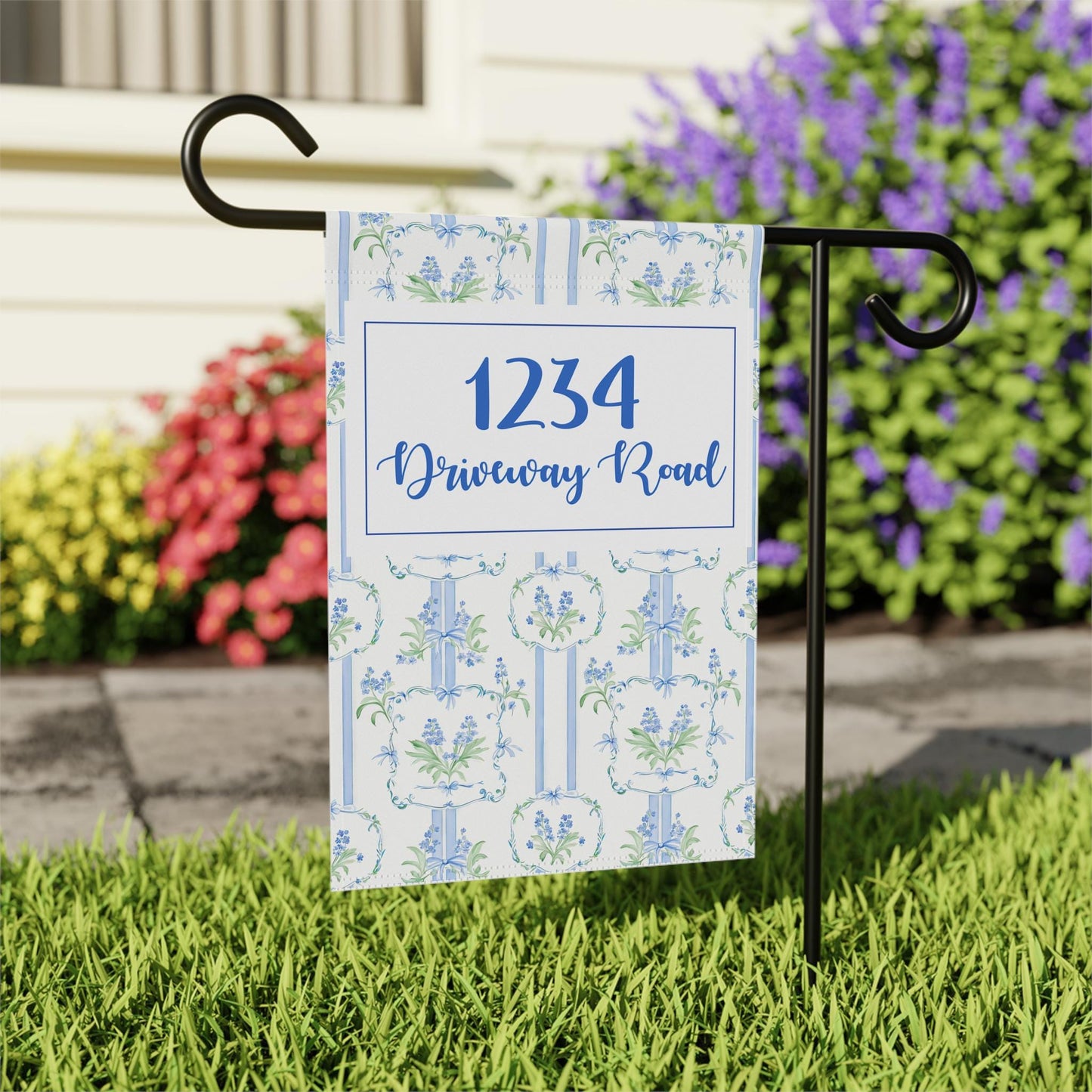 Shabby Chic Floral House Number Garden Flag