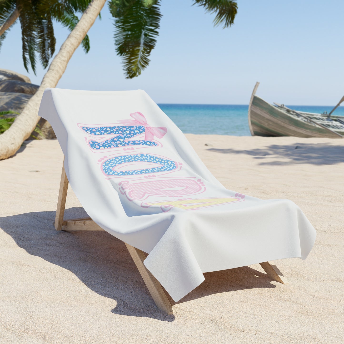 Personalized Preppy Coquette Beach Towel