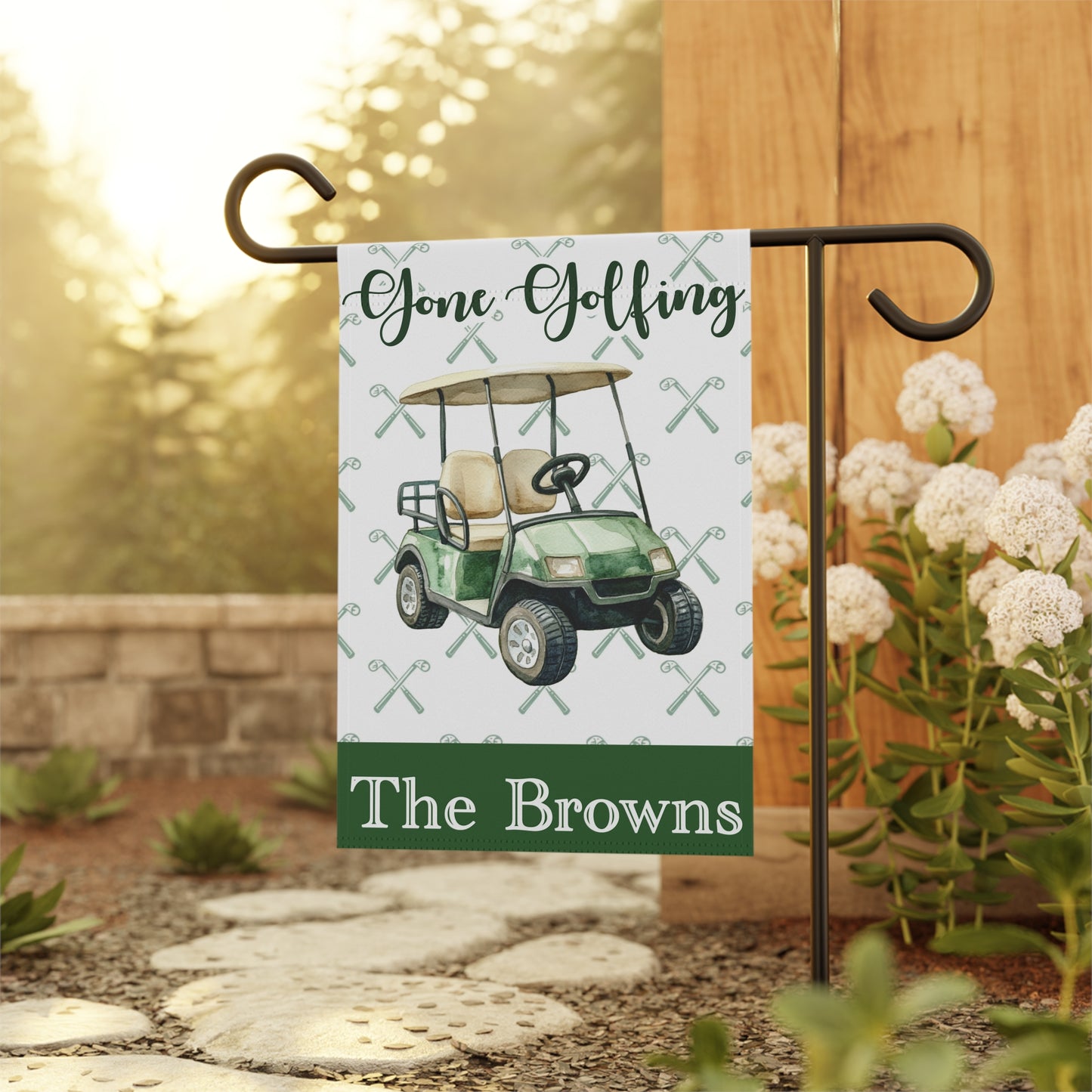 Personalized Gone Golfing Garden Flag