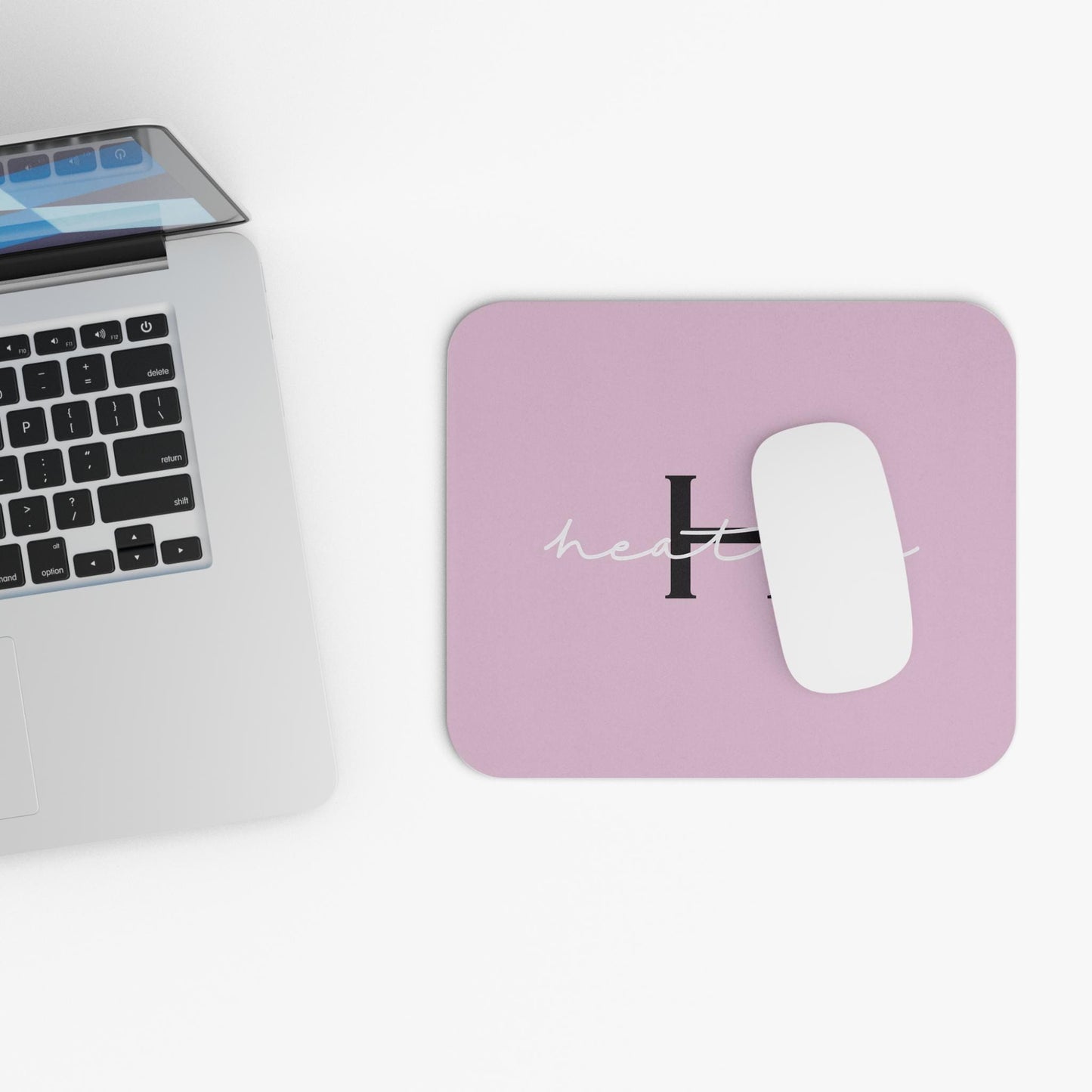 Personalized Pink Mouse Pad with Initial and Name
