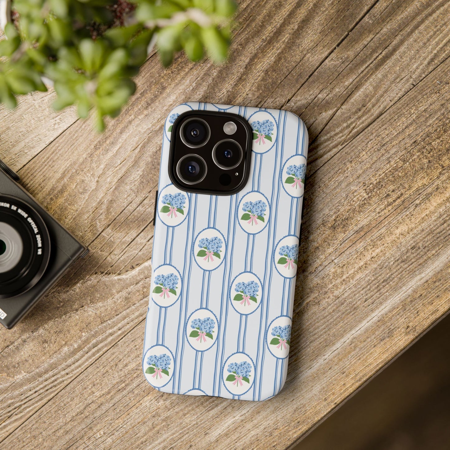 Preppy Blue Hydrangea Cameo Phone Case