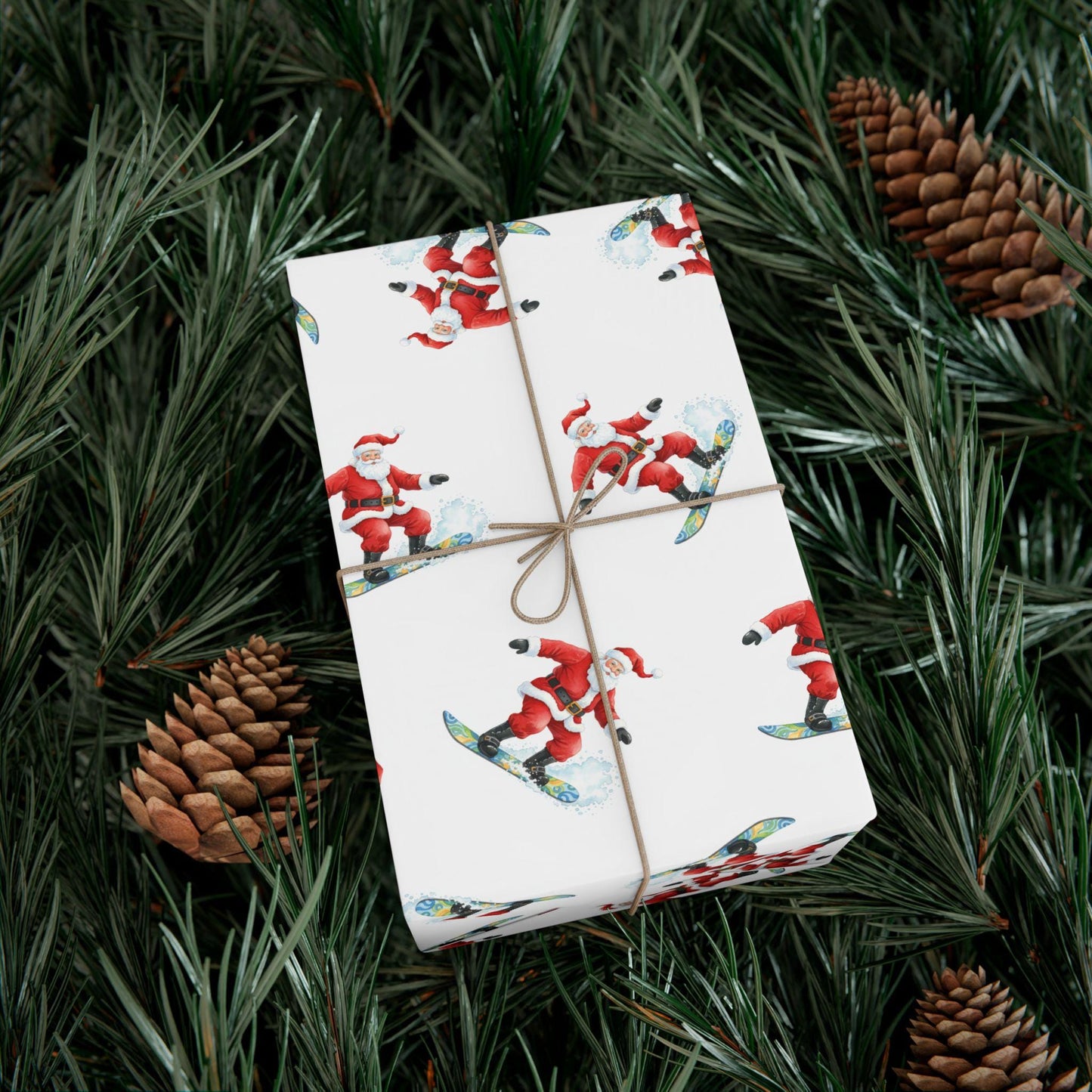 Snowboarding Santa Wrapping Paper