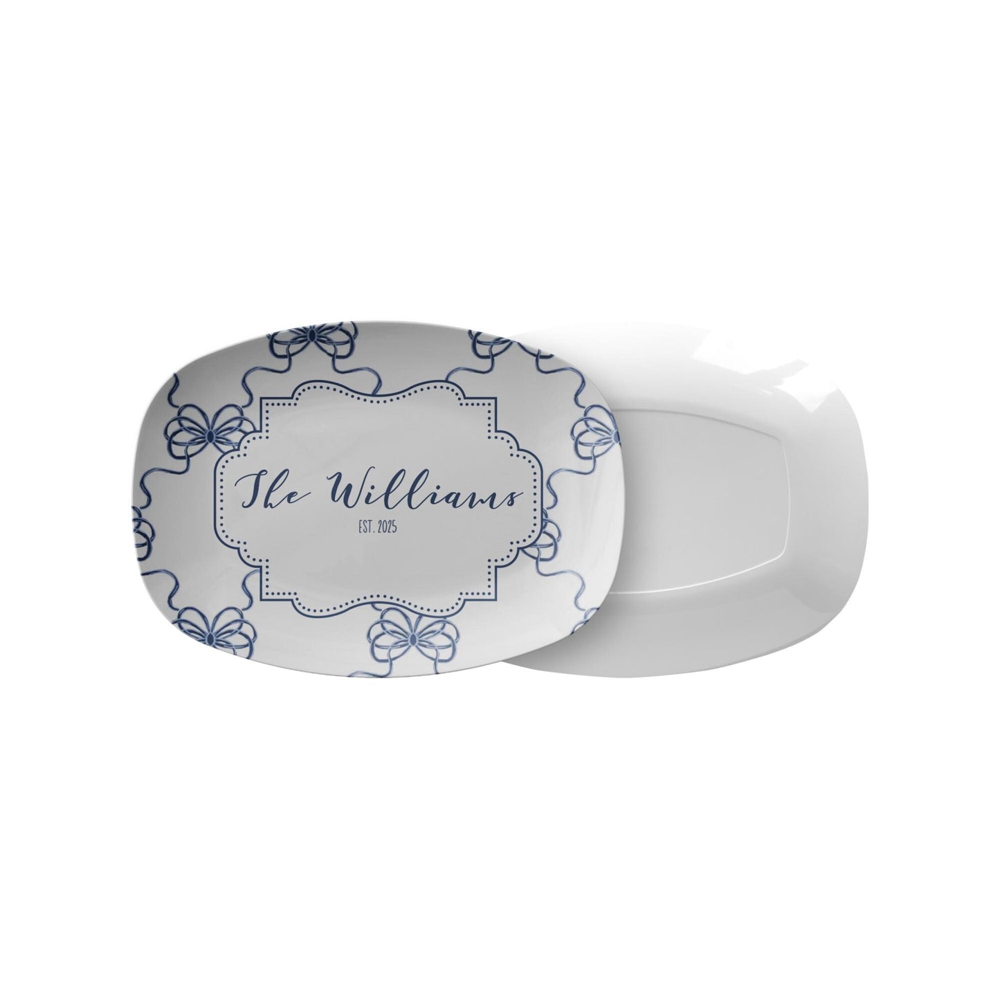 Blue Bow Ribbon Personalized Platter