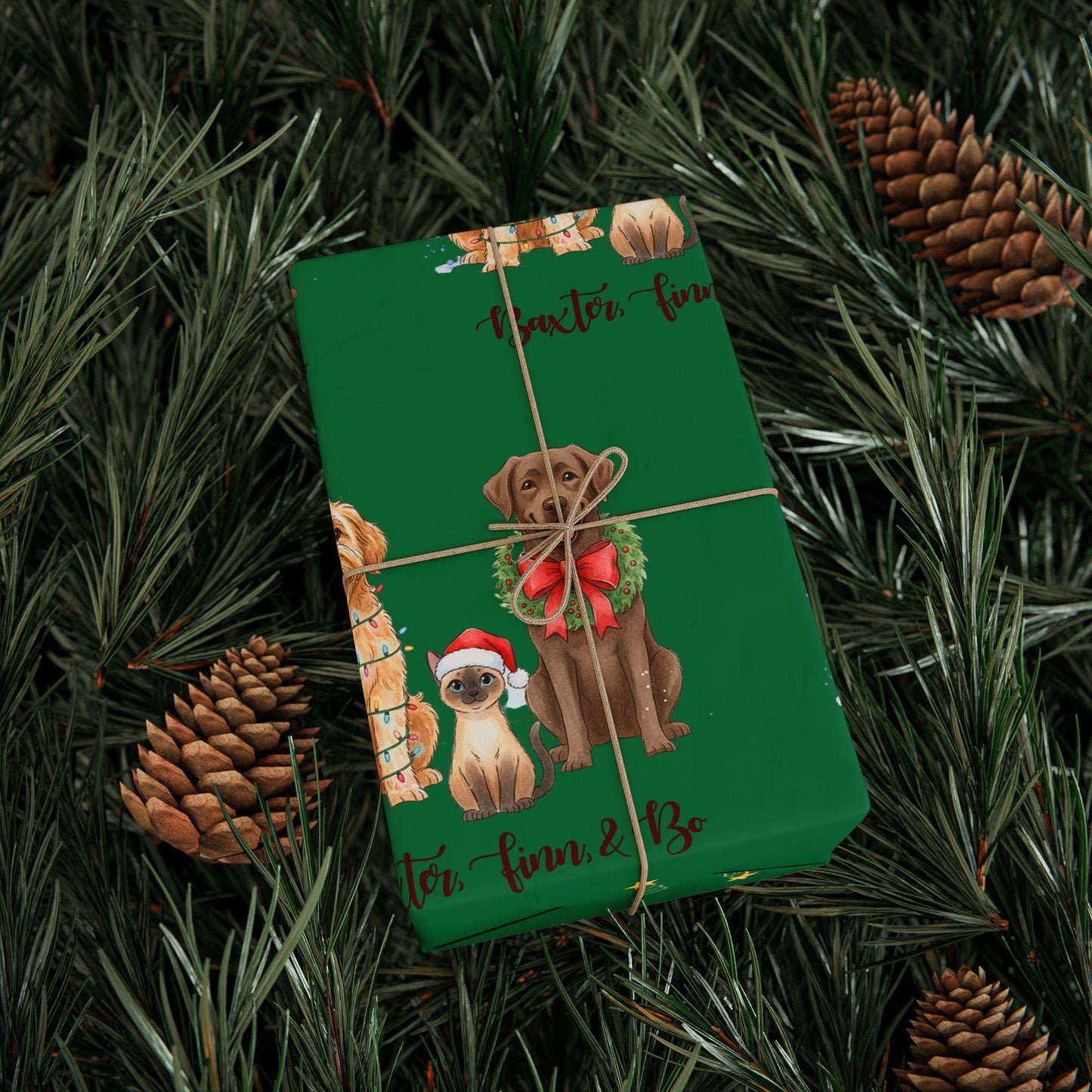 Personalized Dog Christmas Wrapping Paper