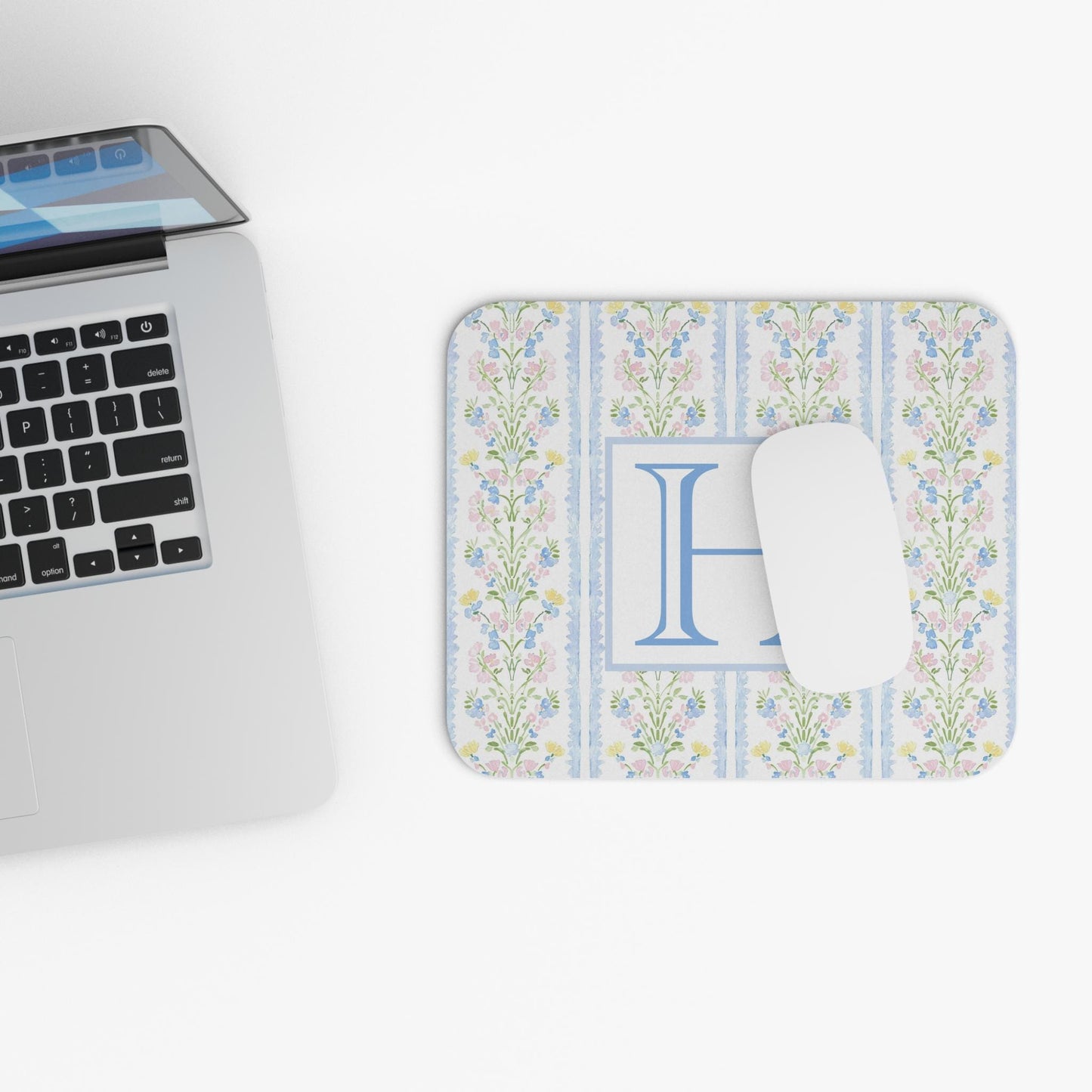 Monogram Floral Mouse Pad