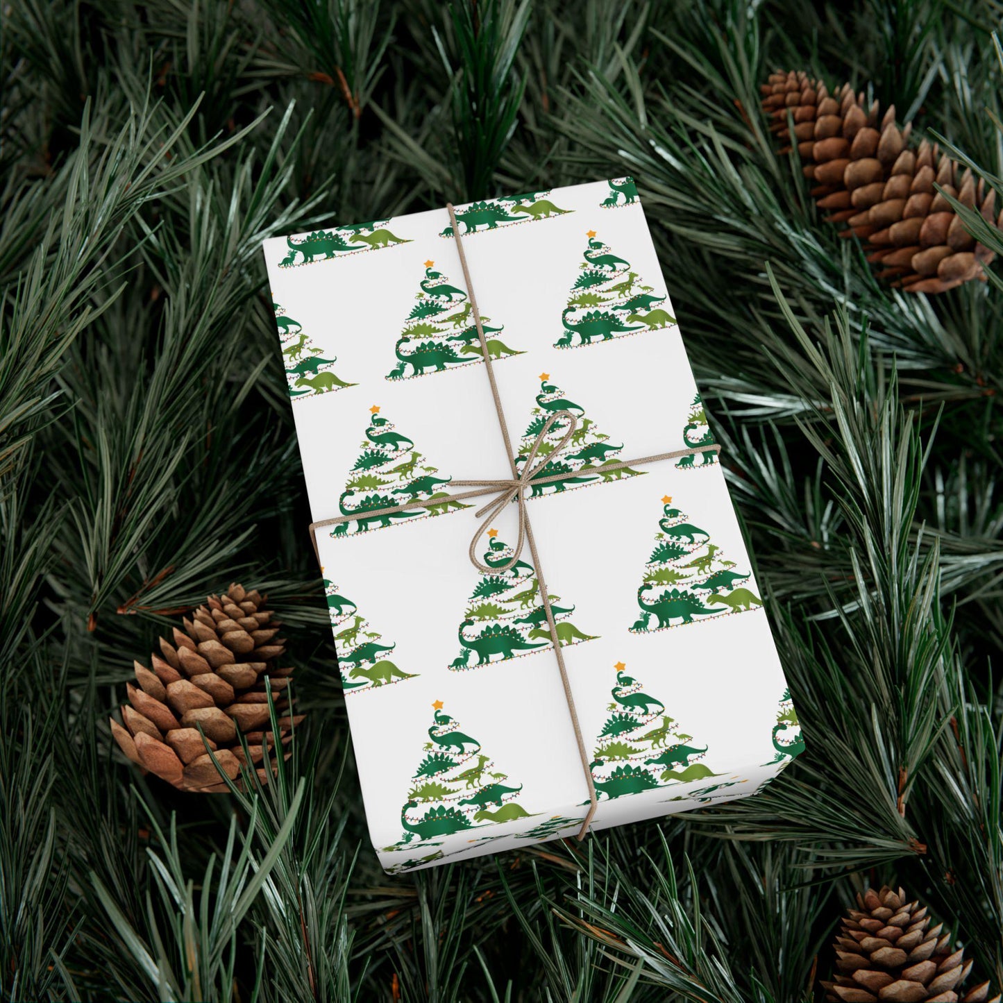 Dinosaur Christmas Tree Wrapping Paper