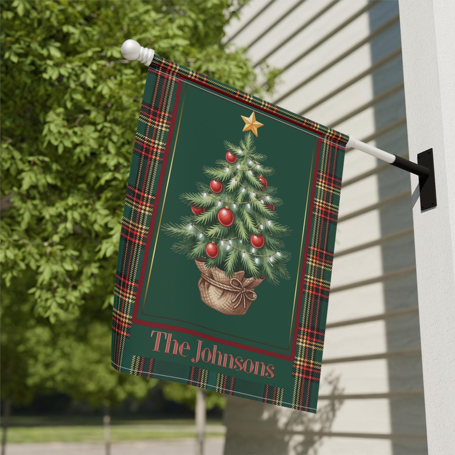 Personalized Ralph Lauren Inspired Christmas Tree Garden Flag