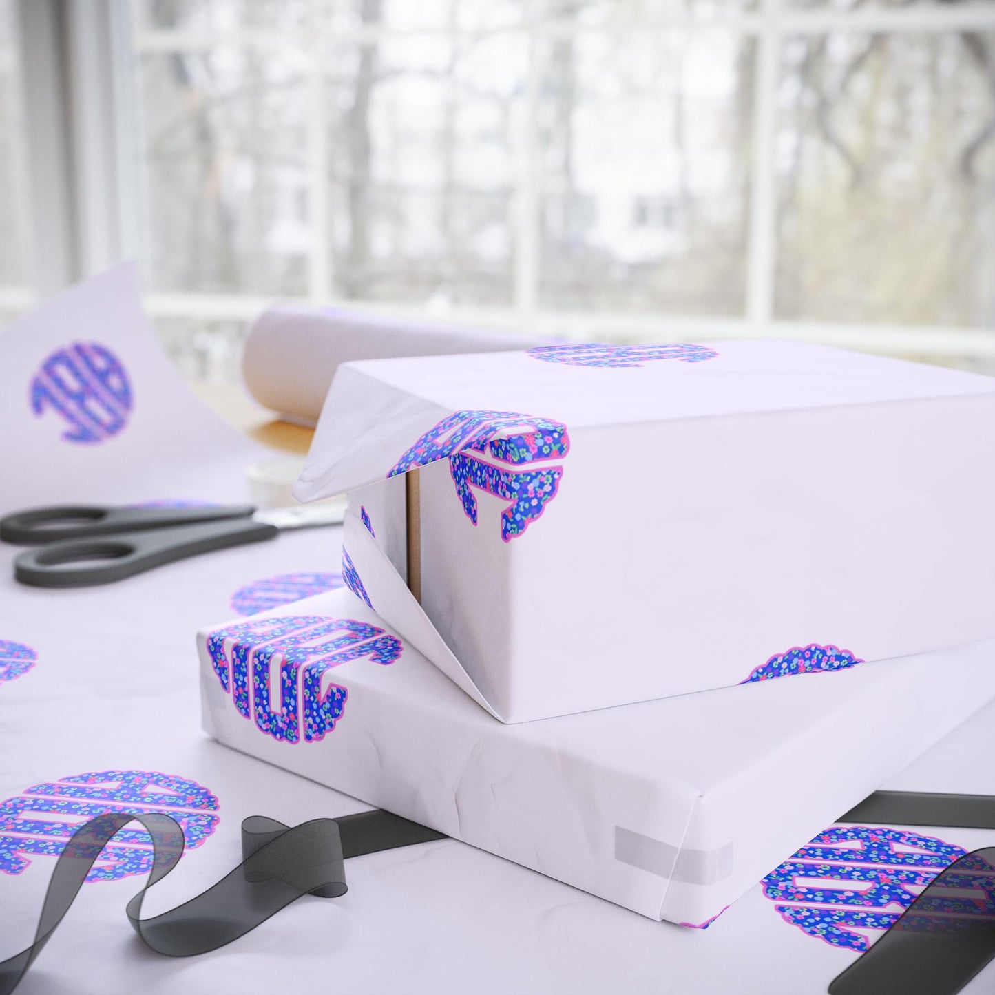 Bright Floral Monogram Gift Wrap