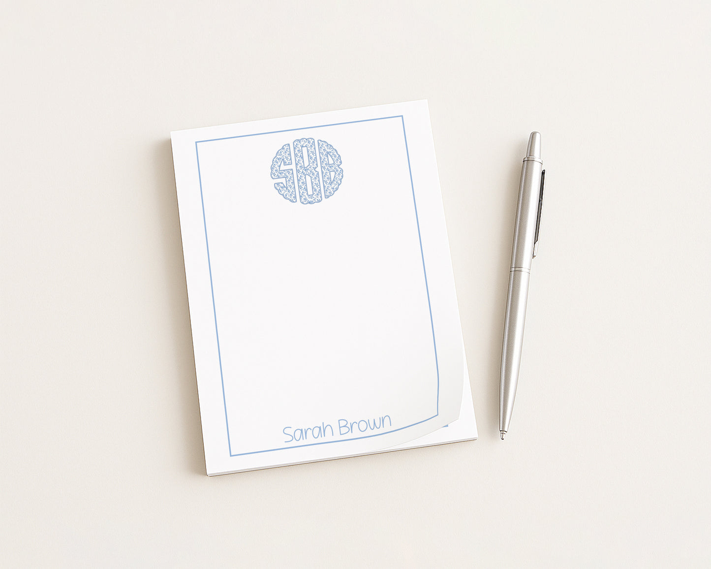 Monogrammed Blue Toile Notepad