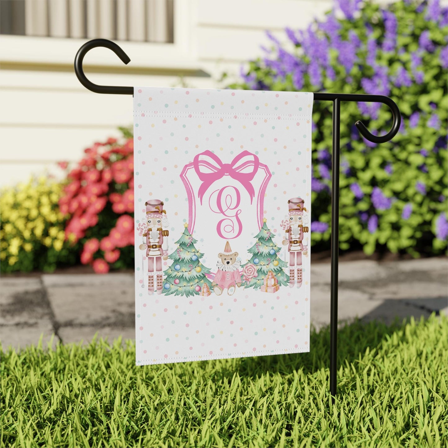 Personalized Nutcracker Garden Flag Pink