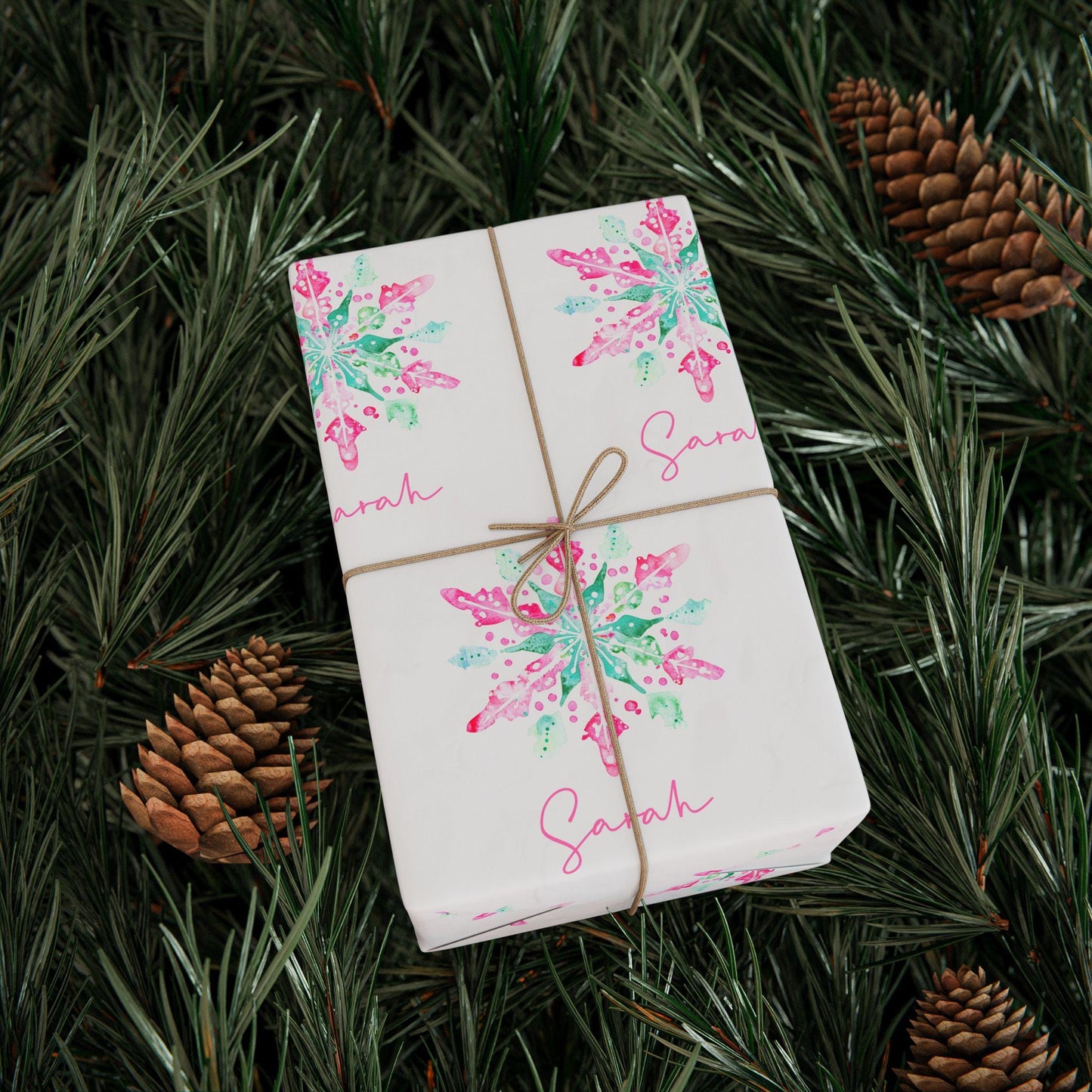 Personalized Preppy Snowflake Christmas Wrapping Paper