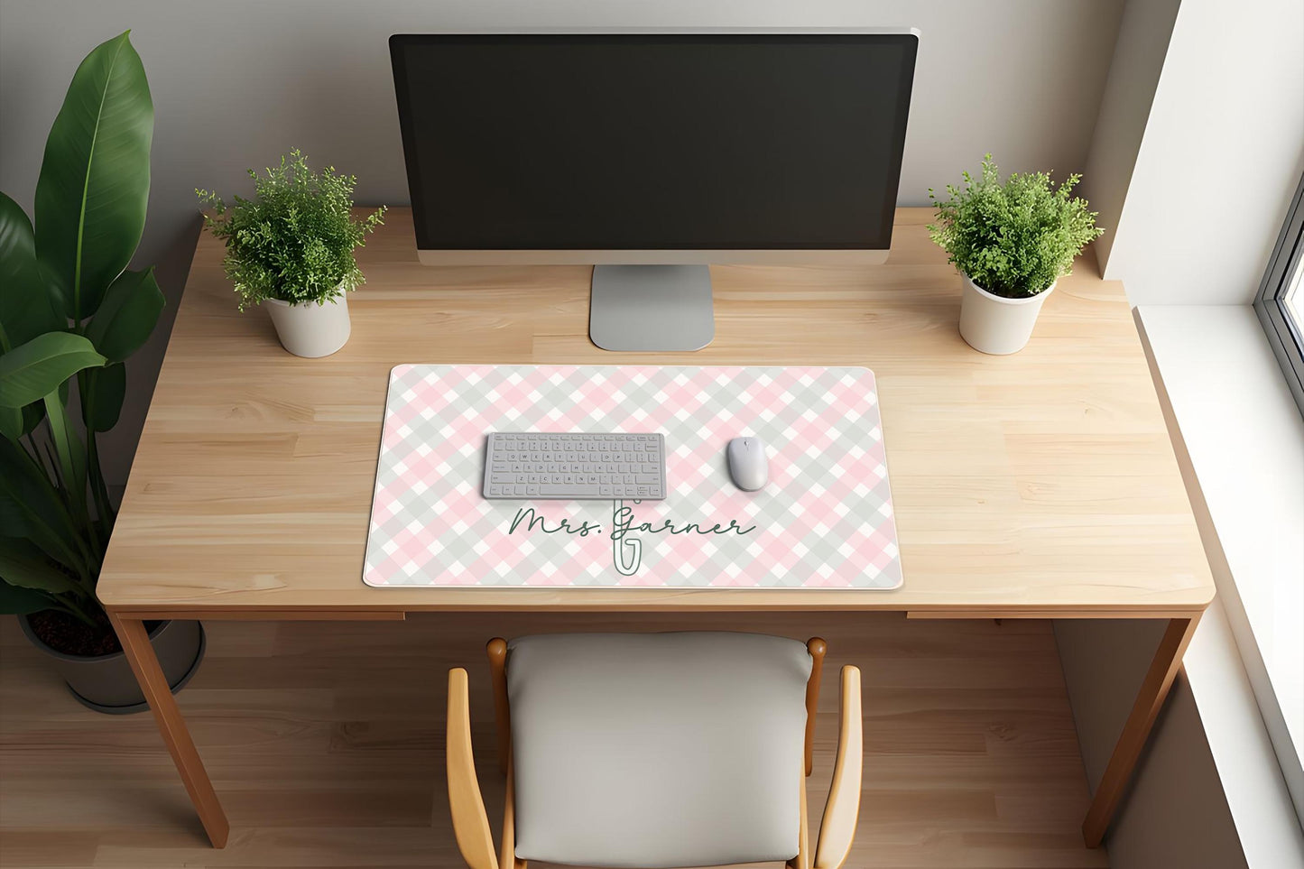 Plaid Desk Pad Personalized