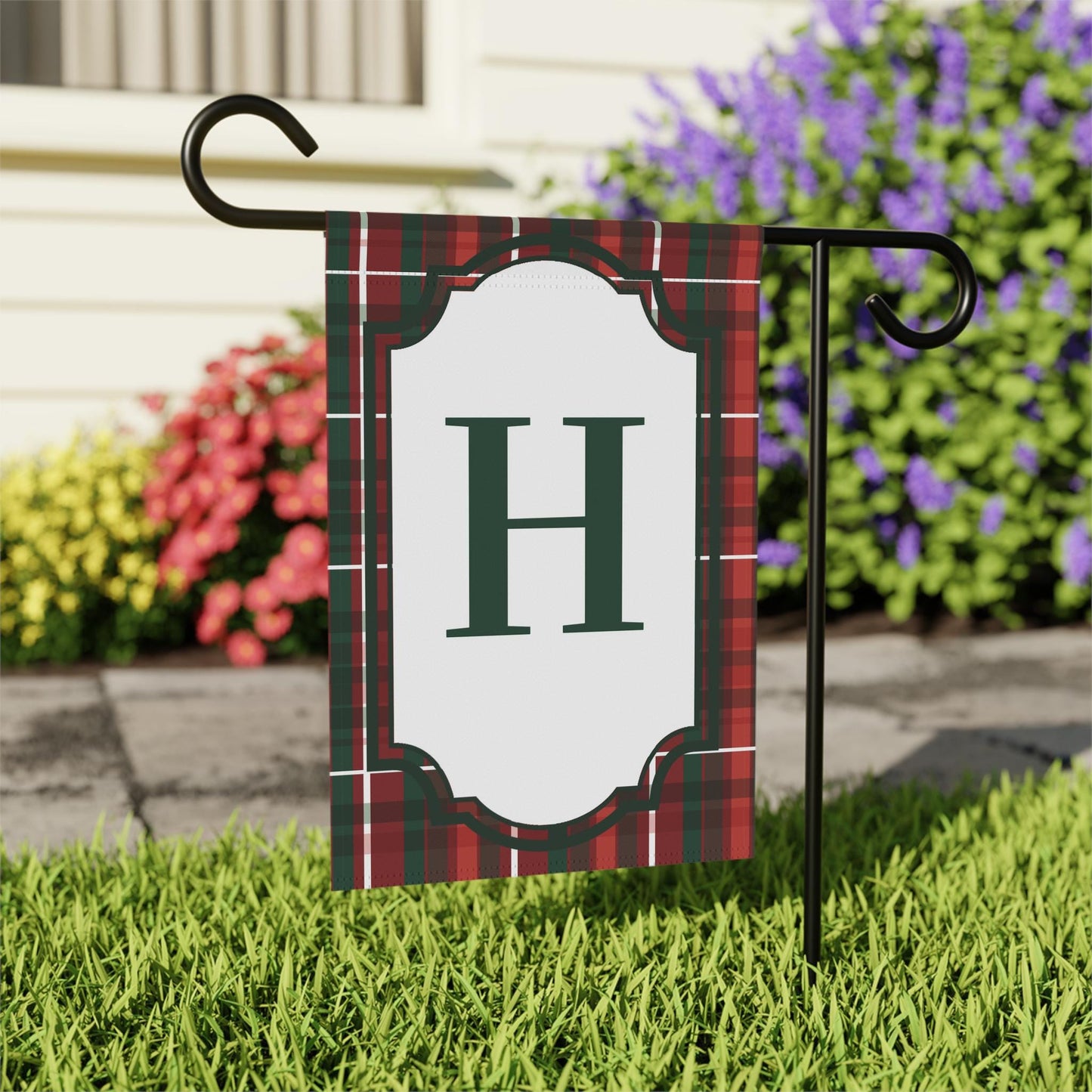 Personalized Christmas Tartan Garden Flag