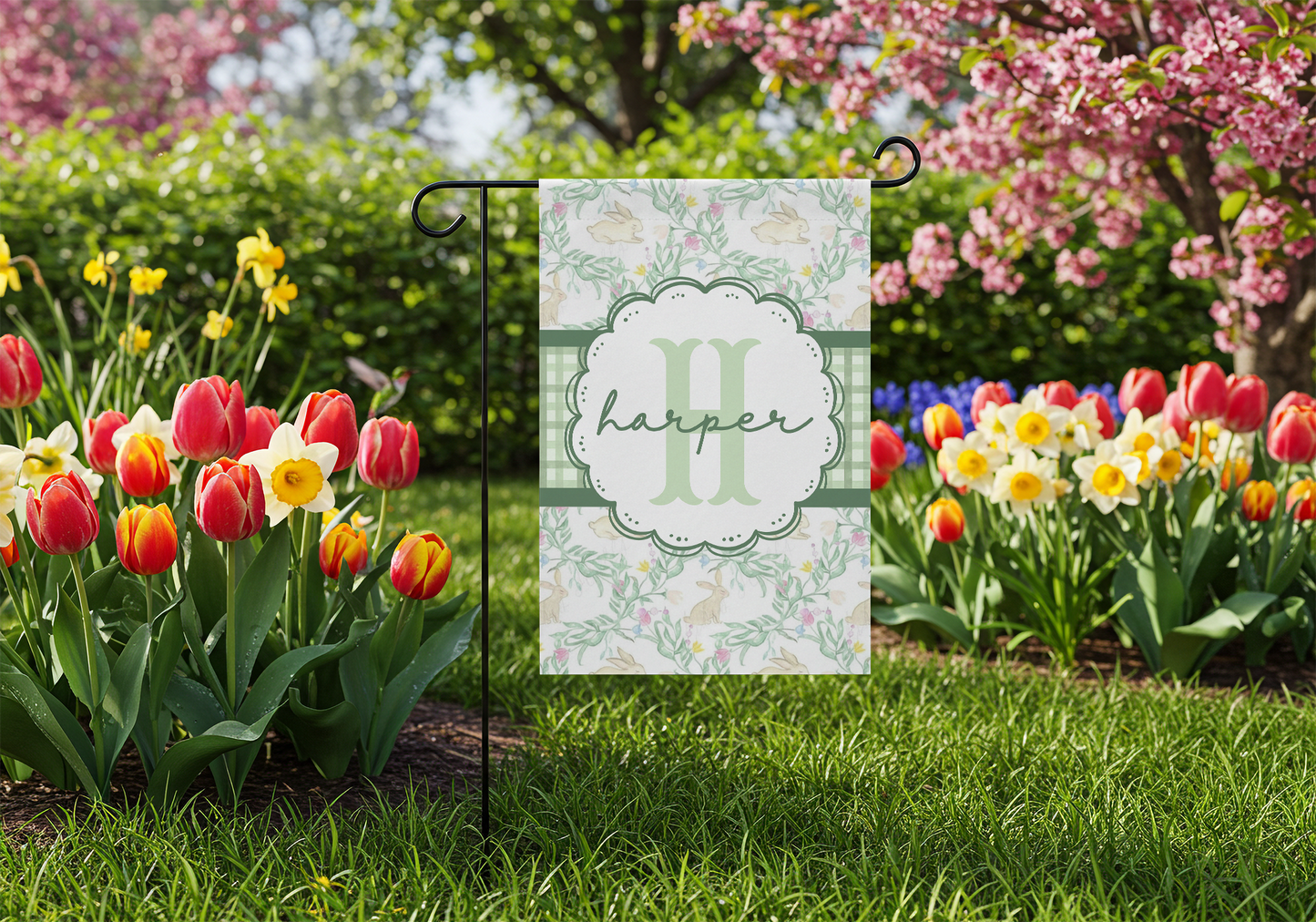 Personalized Easter Bunny Garden Flag