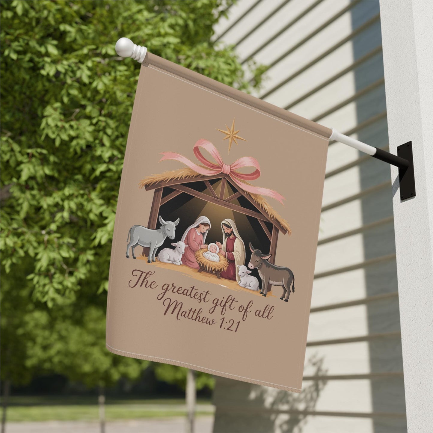 Nativity Garden Flag "The Greatest Gift of All"