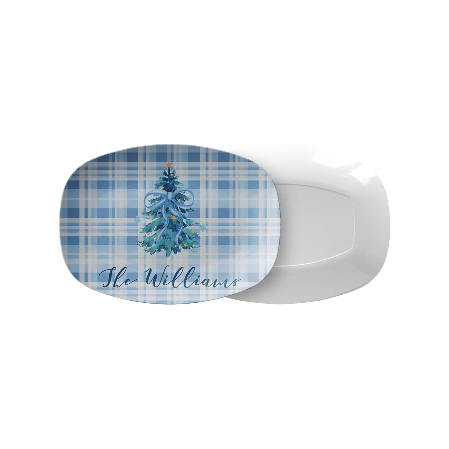Personalized Blue Christmas Tree Platter