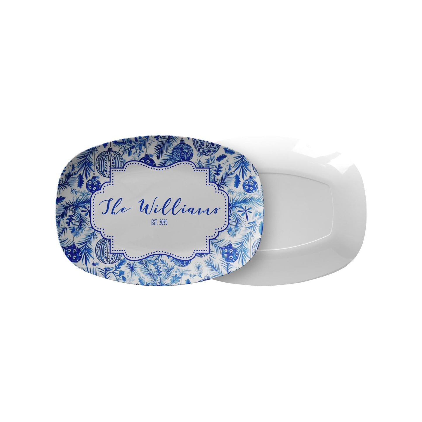 Blue Ornament Personalized Platter