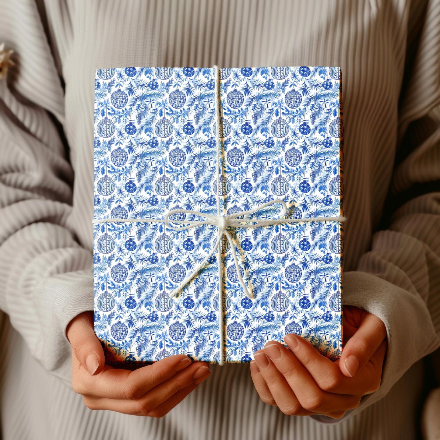 Blue Chinoiserie Christmas Wrapping Paper