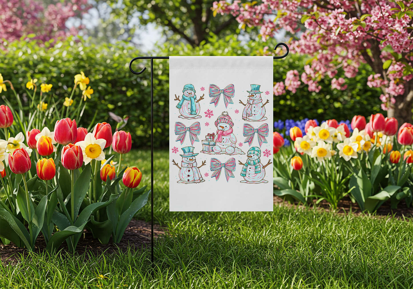Preppy Snowman Garden Flag
