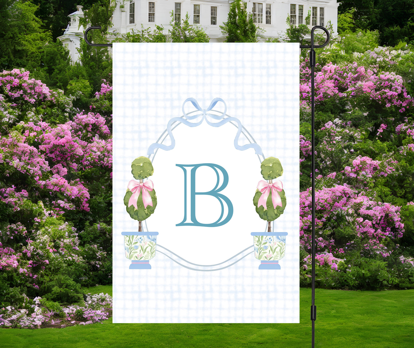 Personalized Preppy Topiary Garden Flag