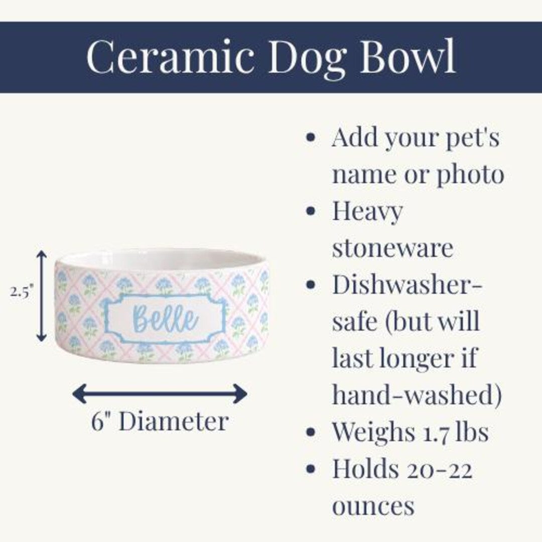 Personalized Dog Bowl Blue Plaid detail
