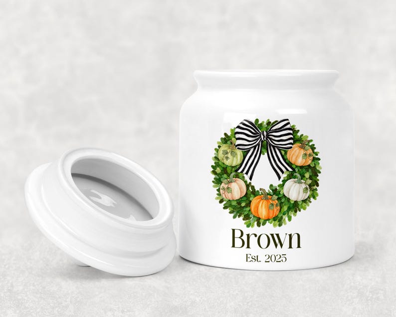 Personalized Pumpkin Wreath Cookie Jar detail