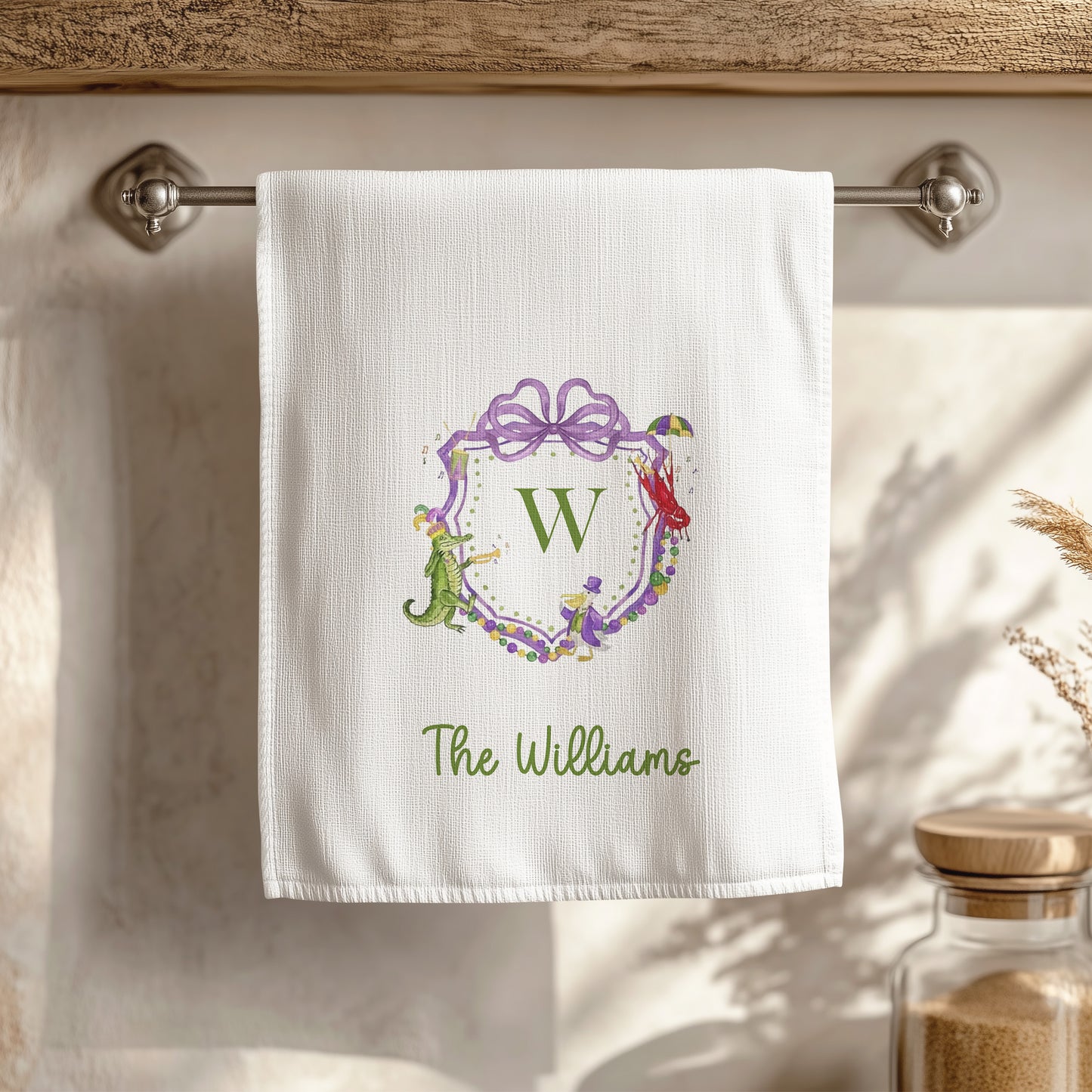 Personalized Mardi Gras Kitchen Towel