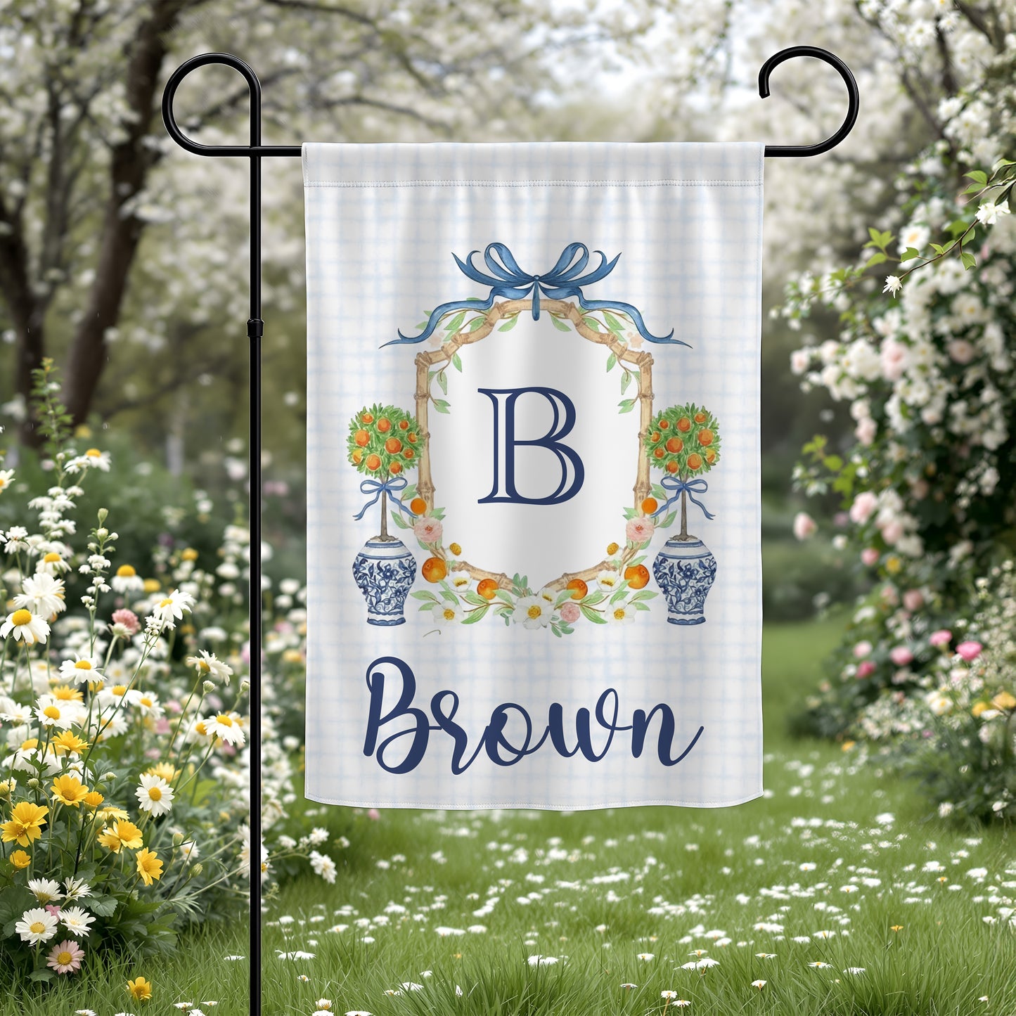 Personalized Citrus Monogram Garden Flag